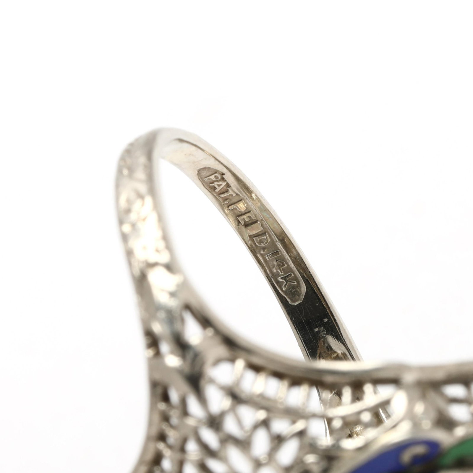 1930s Art Deco Large Opal Rectangular Ring, 14k White Gold, Ring Size 4.25 - 5