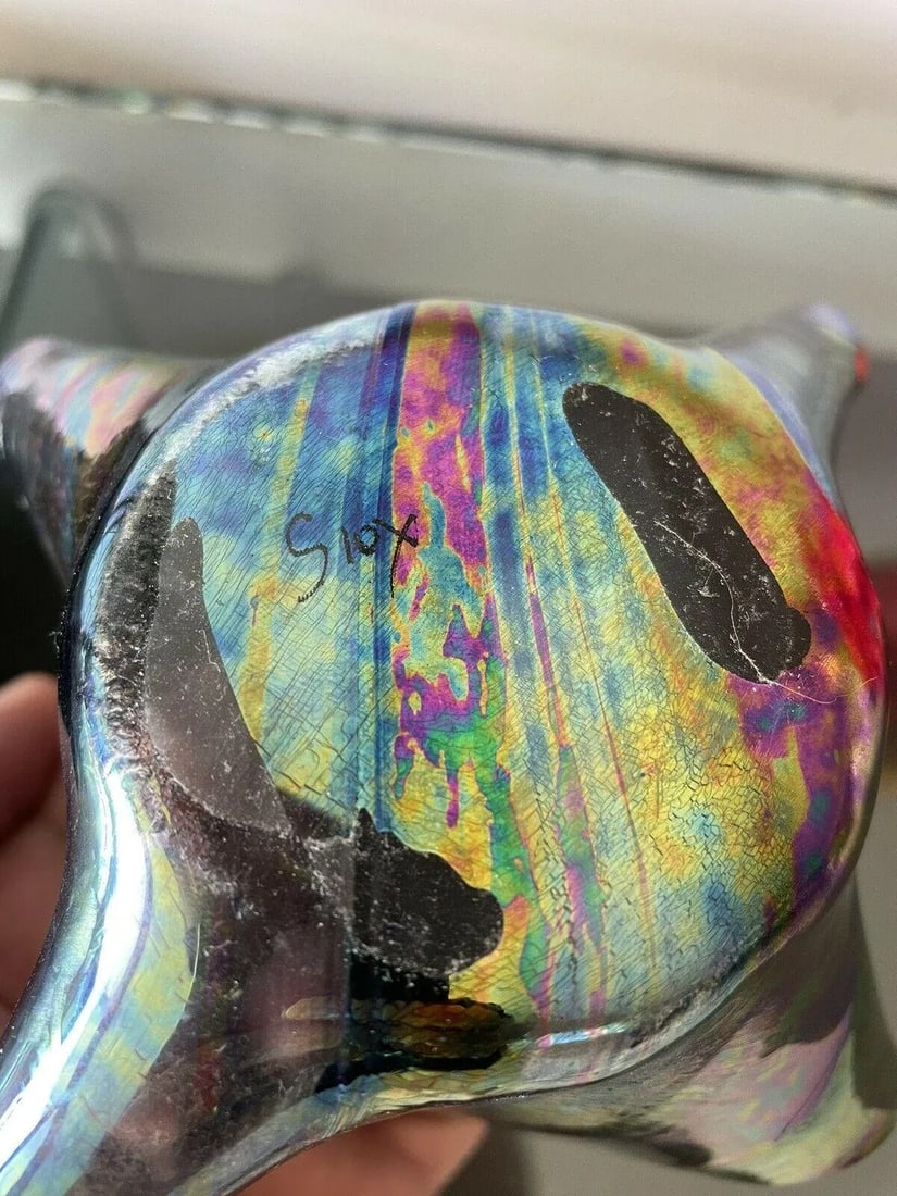 1990s Abstract Hand Blown Art Glass Handkerchief Vase - 10