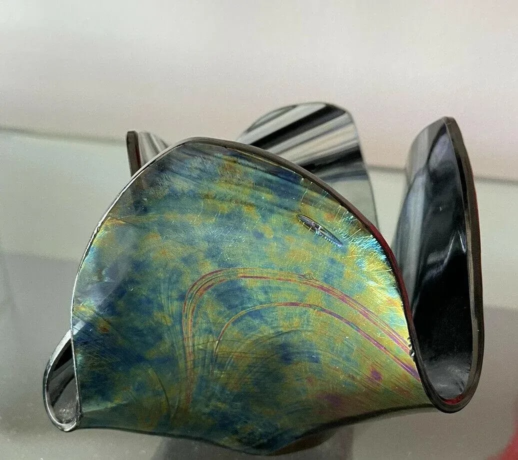 1990s Abstract Hand Blown Art Glass Handkerchief Vase - 2