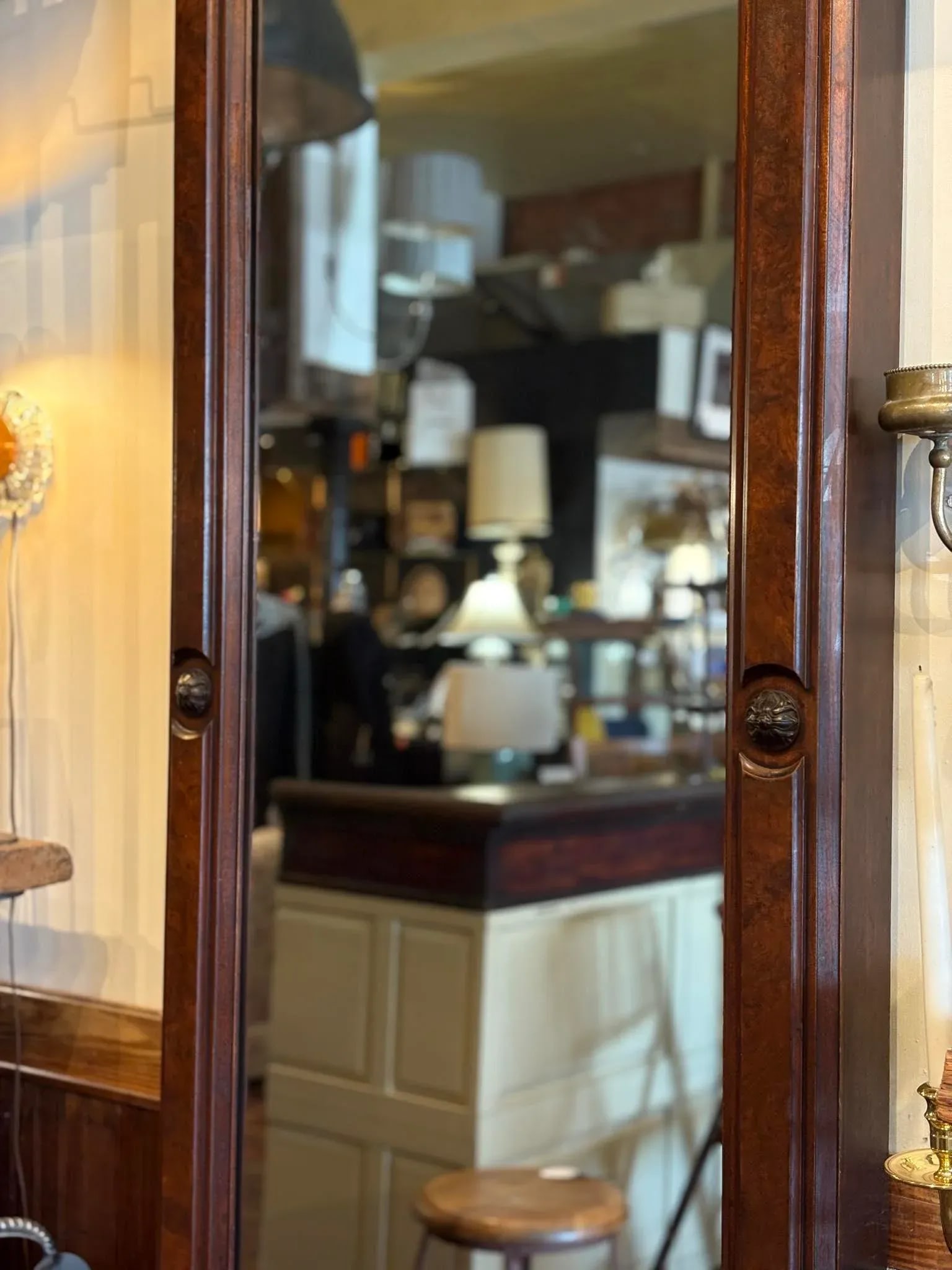 1910s Victorian Walnut Extra Tall Pier Mirror - 7