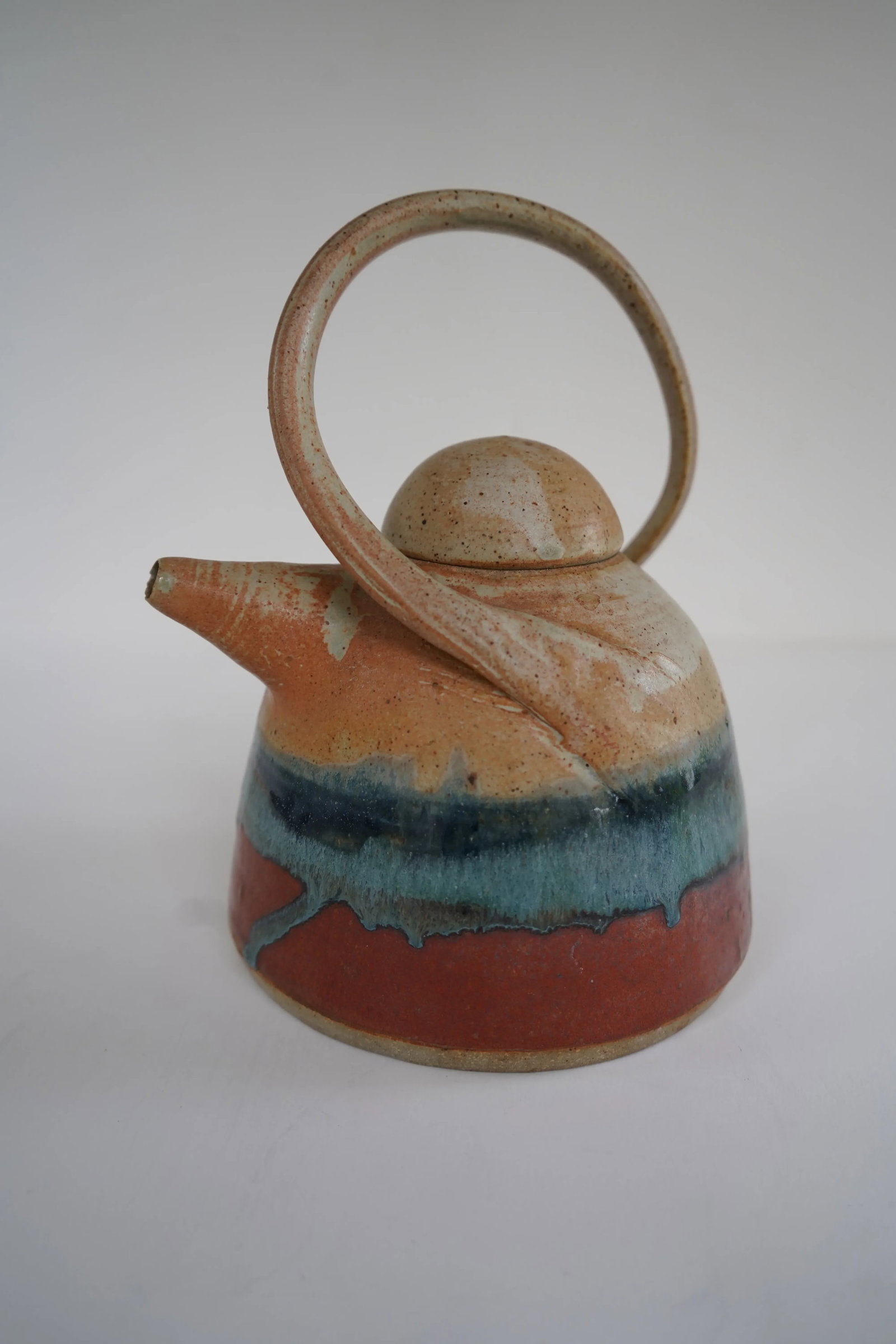 1980s Signed Art Pottery Teapot With Lid - 4