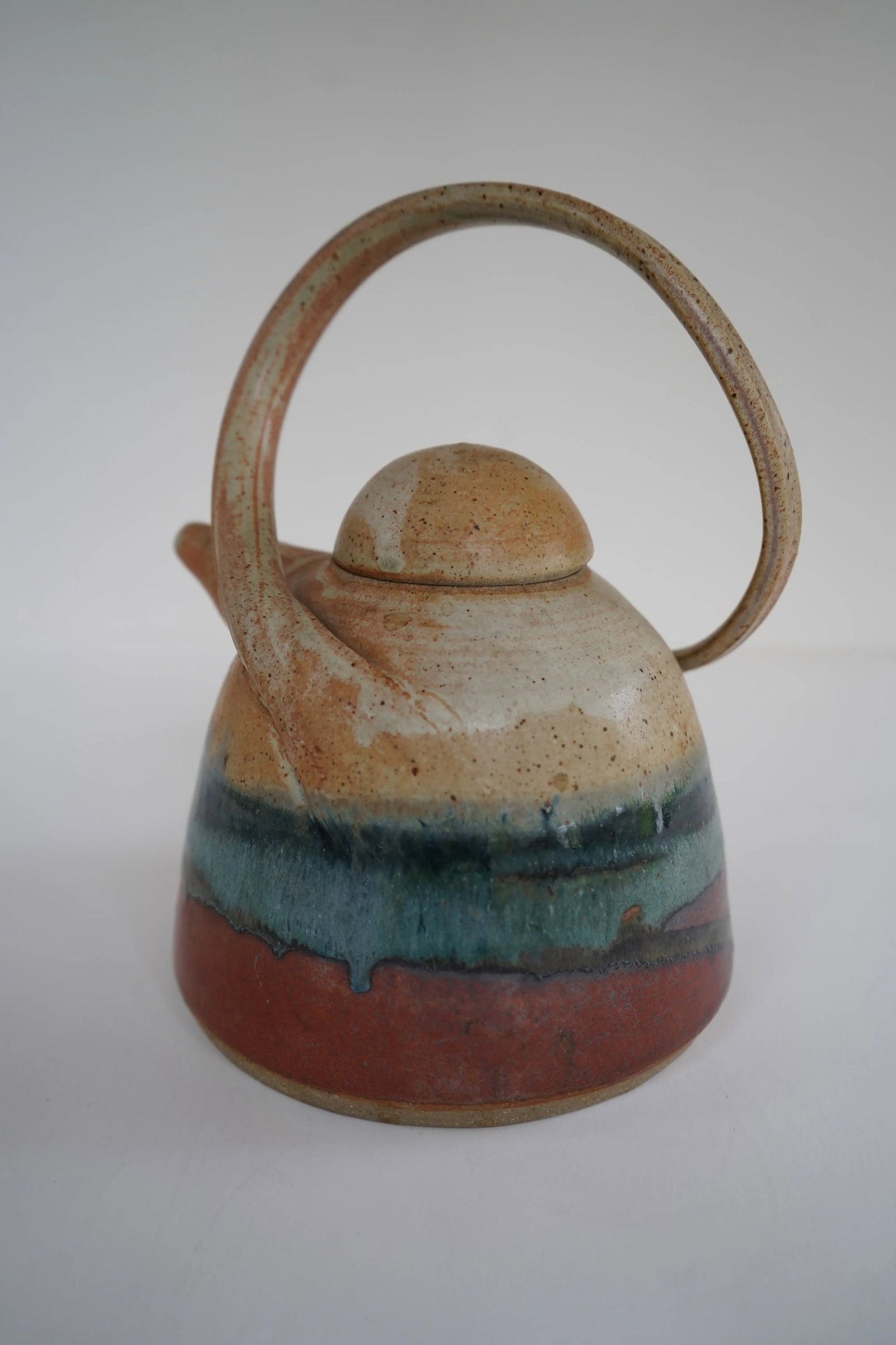 1980s Signed Art Pottery Teapot With Lid - 5