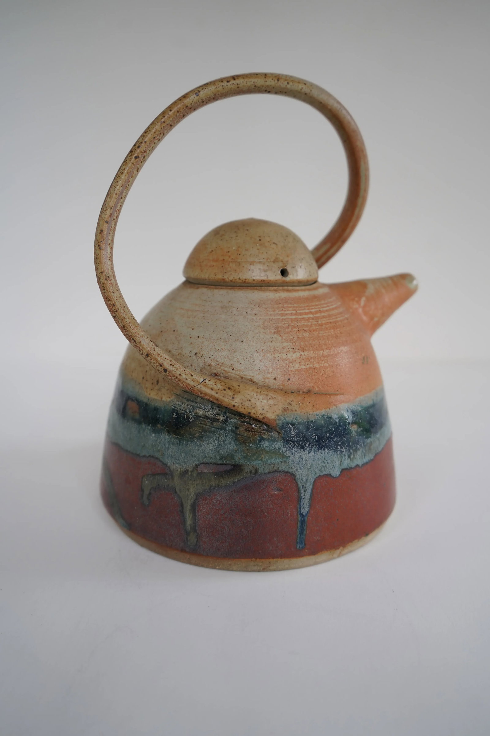 1980s Signed Art Pottery Teapot With Lid - 8