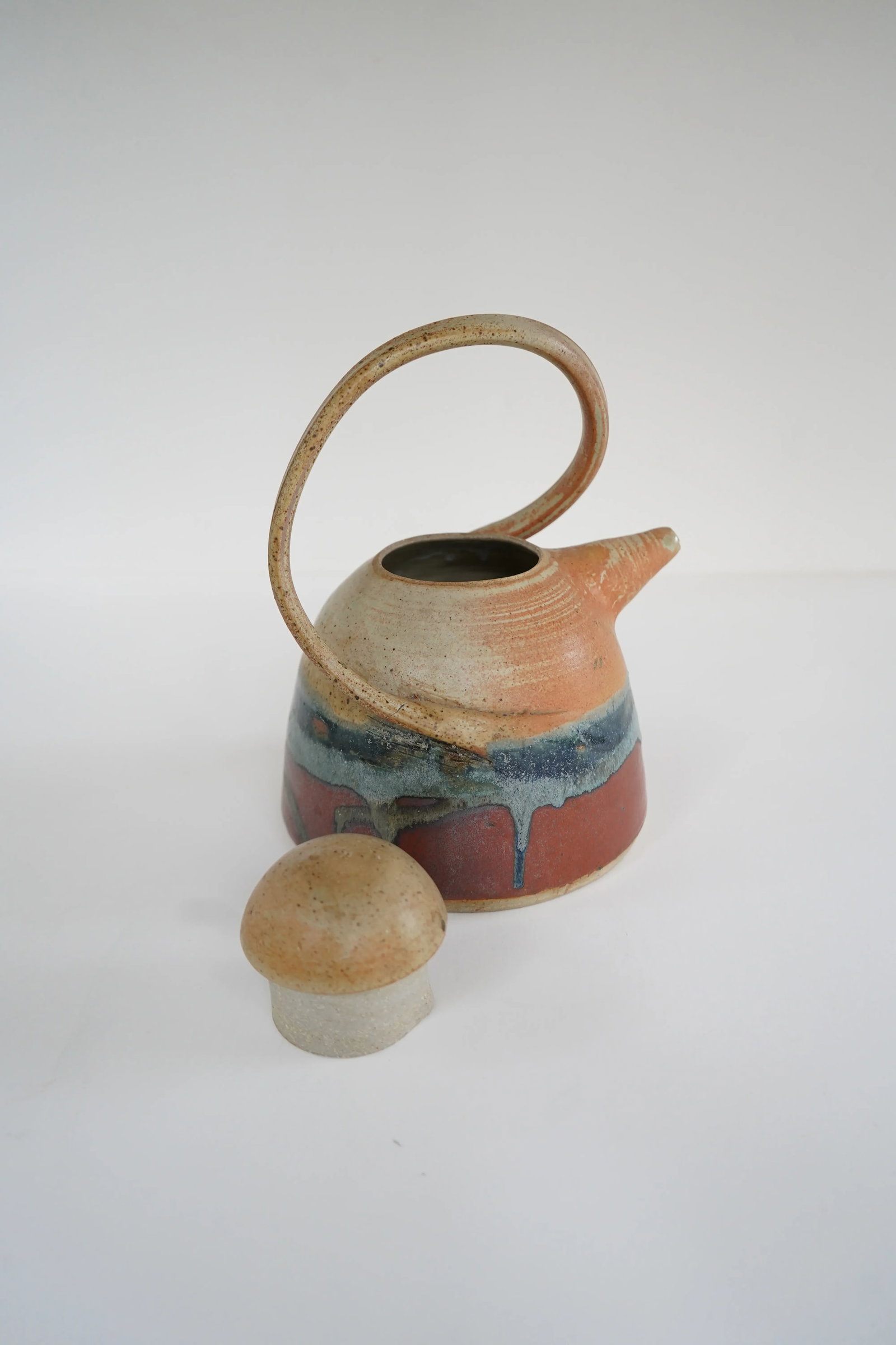 1980s Signed Art Pottery Teapot With Lid - 9