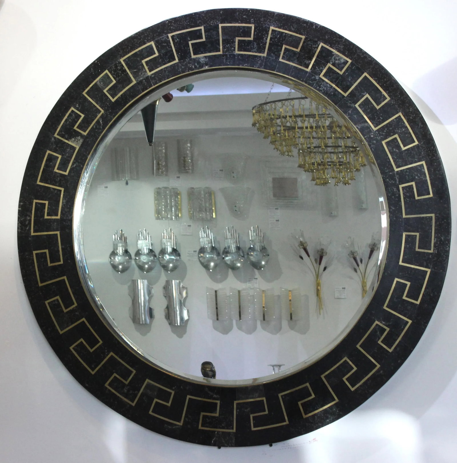 Greek Key Marble Wall Mirror 45"diam Maitland-Smith - 13