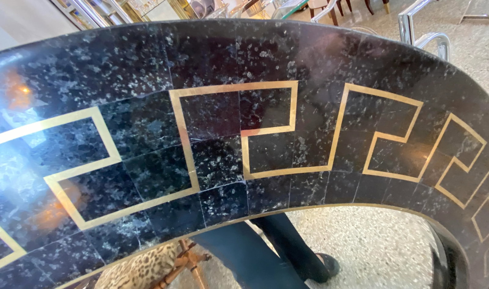Greek Key Marble Wall Mirror 45"diam Maitland-Smith - 4