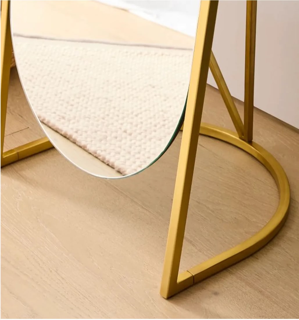 West Elm Folded Ellipse Standing Mirror, Antique Brass - 2