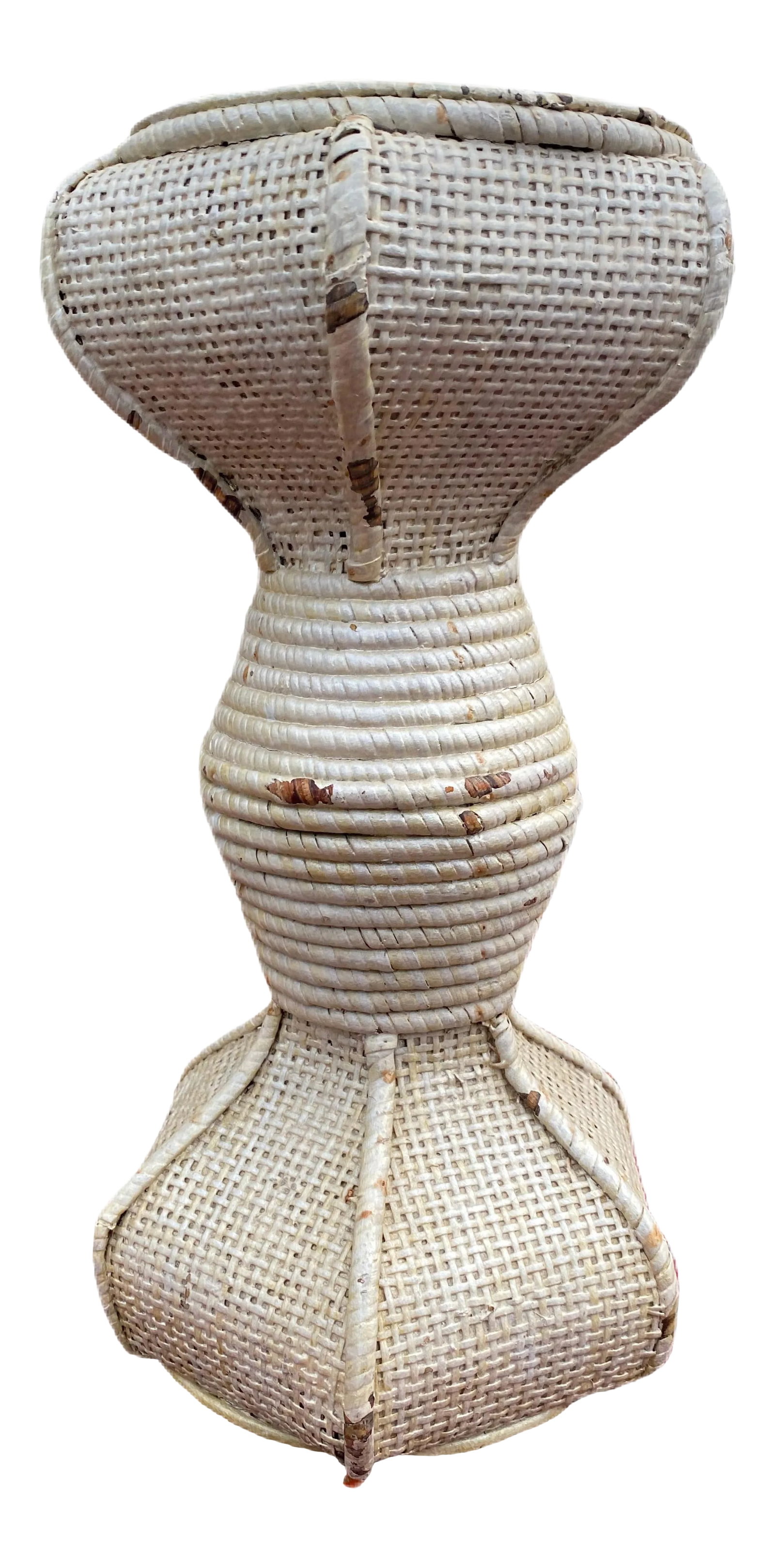 Antique English Plant Stand: This extraordinary plant stand appears to be made of jute and cane and wood. Sadly it has been painted and even more sad is that if I tried to strip it, the stripper would eat through the glue or