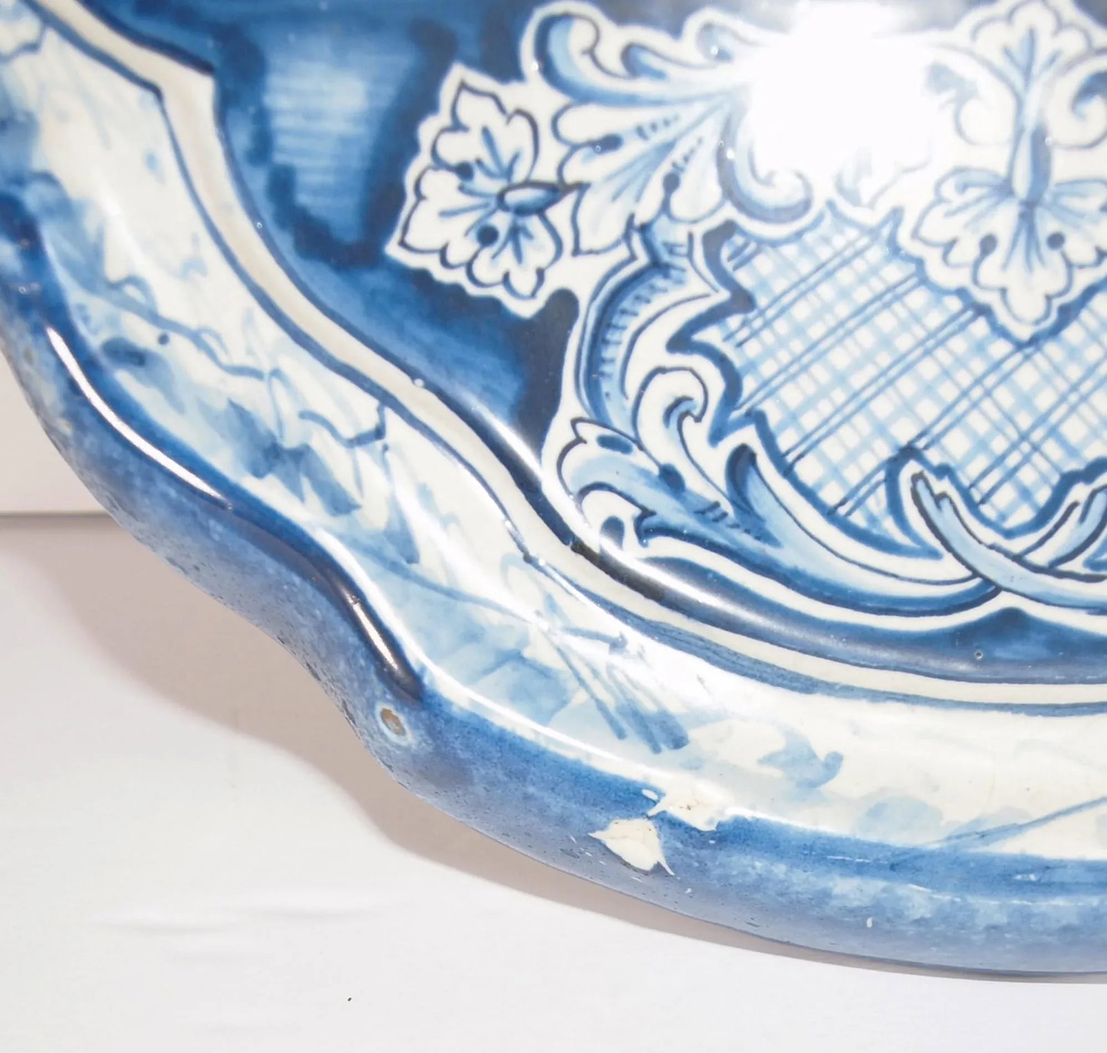 Two Antique Dutch Royal Makkum Delft Blue & White Plaques W/ Dutch Fishing Vessels - 6