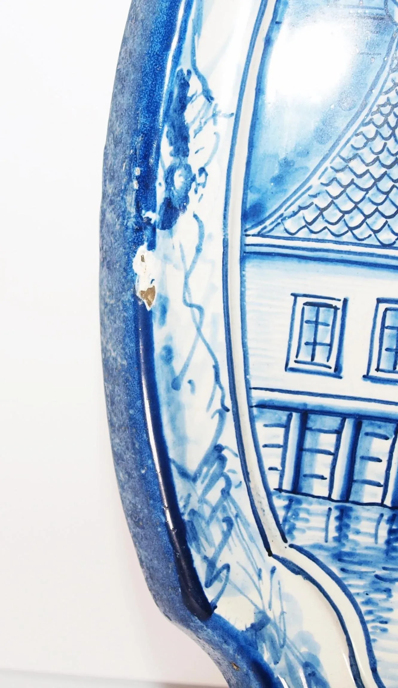 Two Antique Dutch Royal Makkum Delft Blue & White Plaques W/ Dutch Fishing Vessels - 7