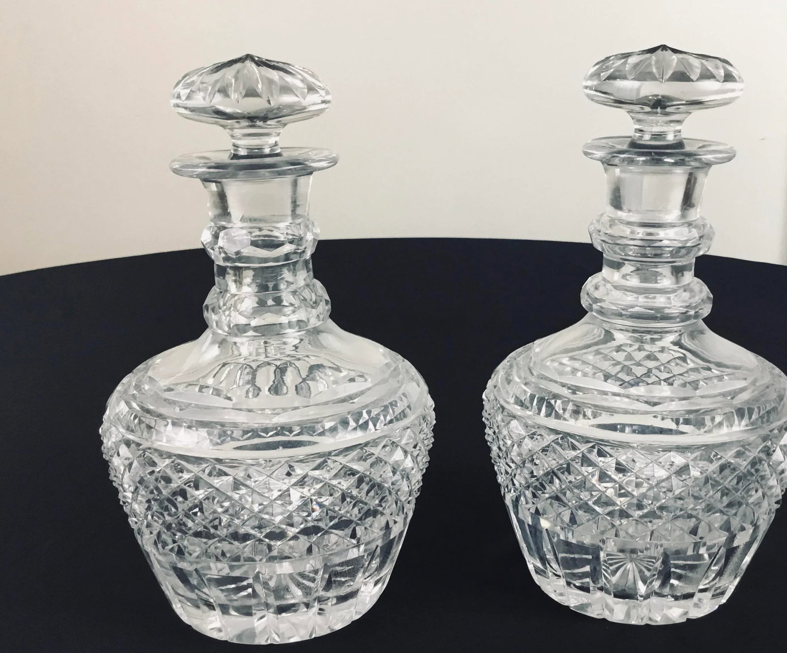 Georgian Cut Glass Decanters - Pair - 2