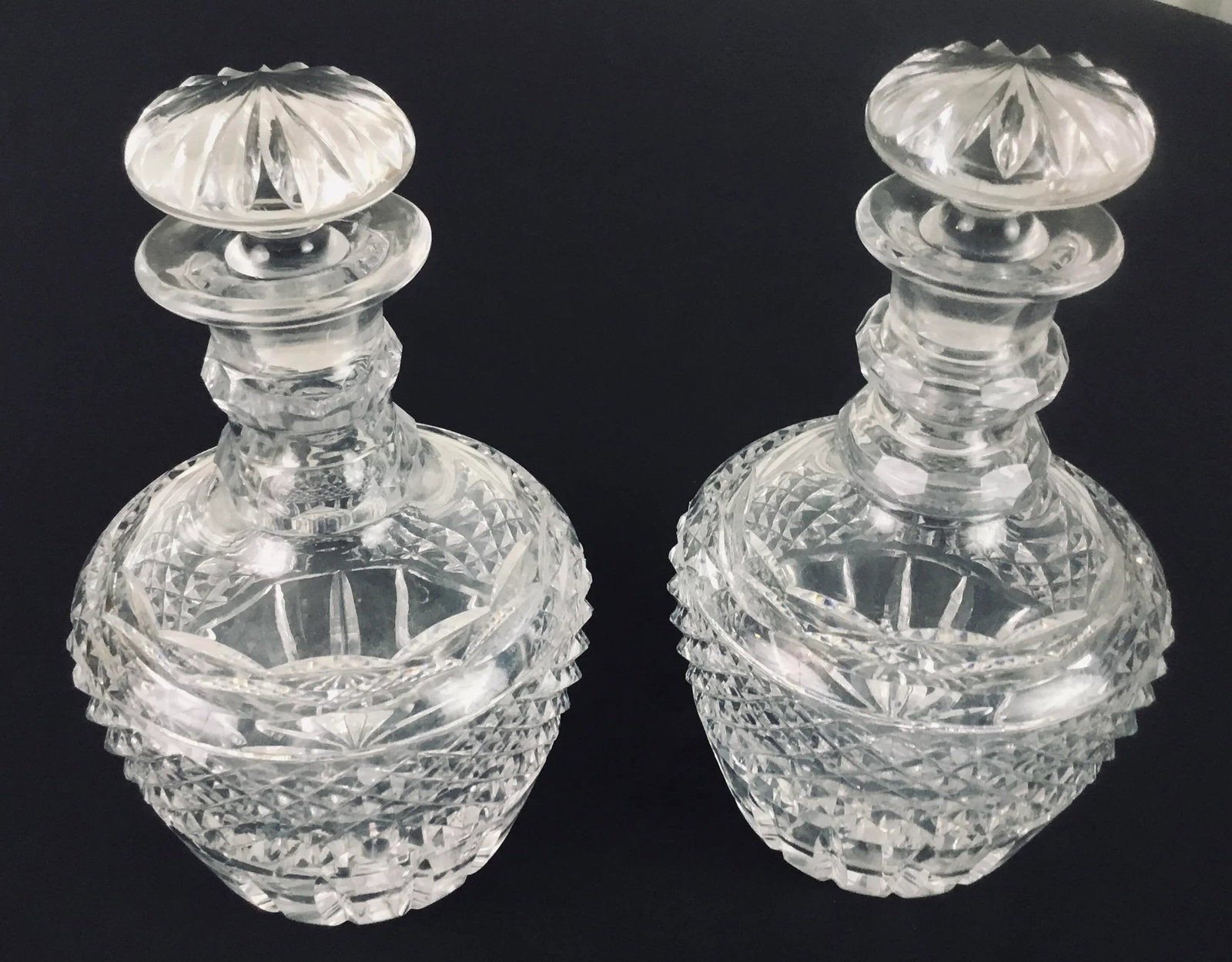Georgian Cut Glass Decanters - Pair - 3