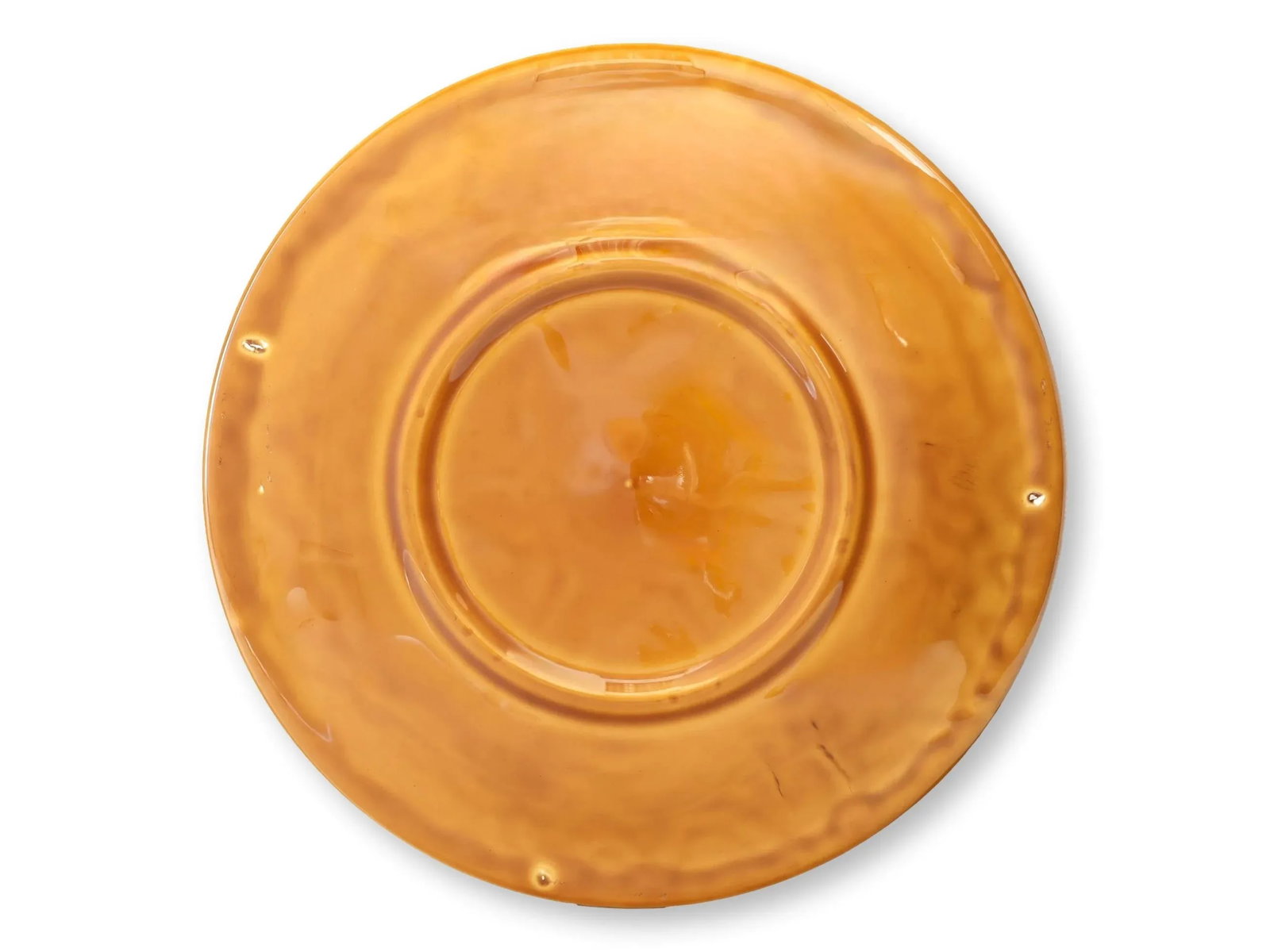 Midcentury French Majolica Amber Oyster Plates, Set of 6 - 3