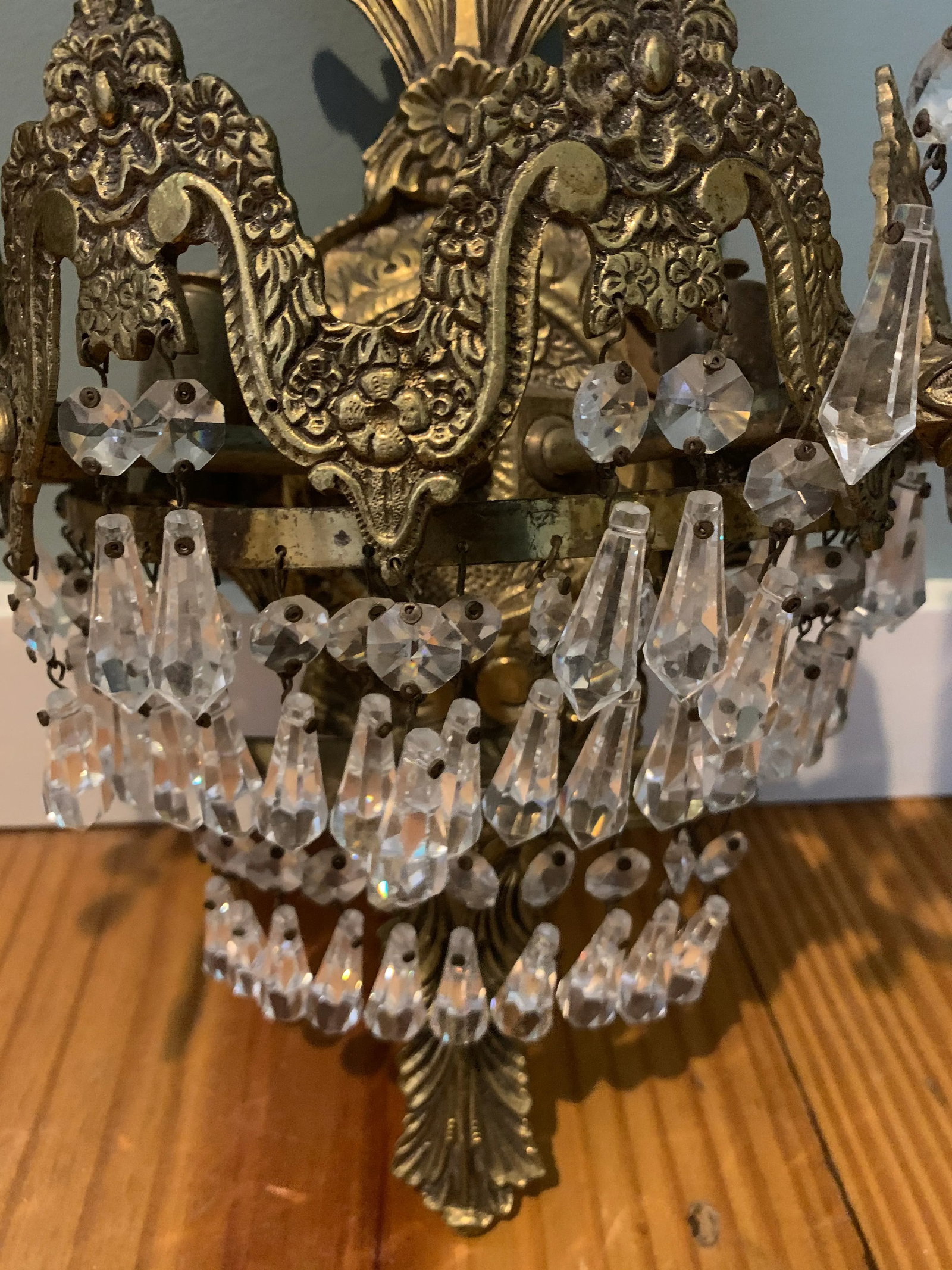 Early 20th Century French Art Deco Cut Crystal Sconces - a Pair - 2