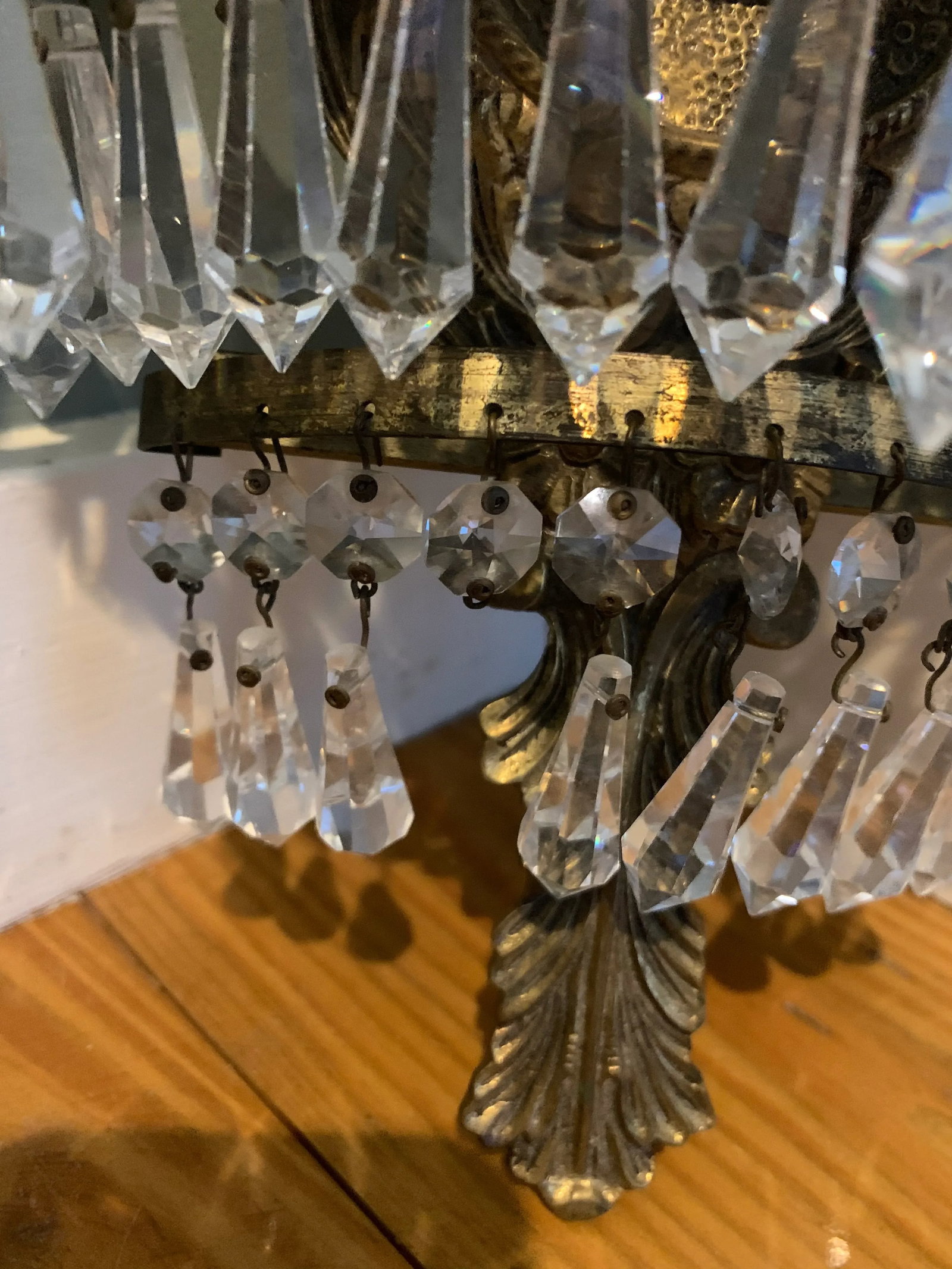 Early 20th Century French Art Deco Cut Crystal Sconces - a Pair - 4
