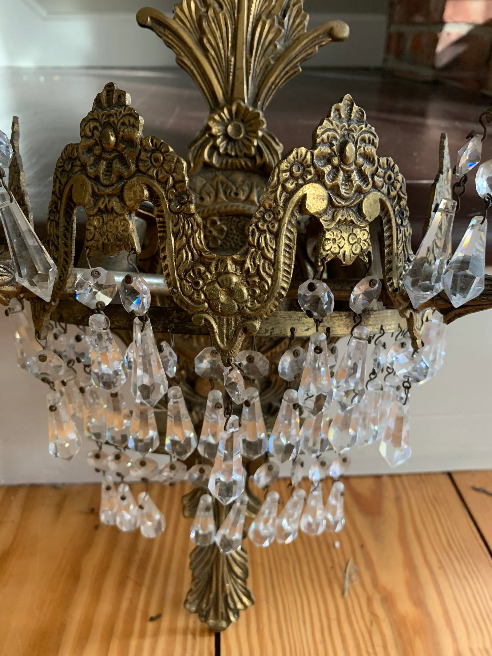 Early 20th Century French Art Deco Cut Crystal Sconces - a Pair - 8