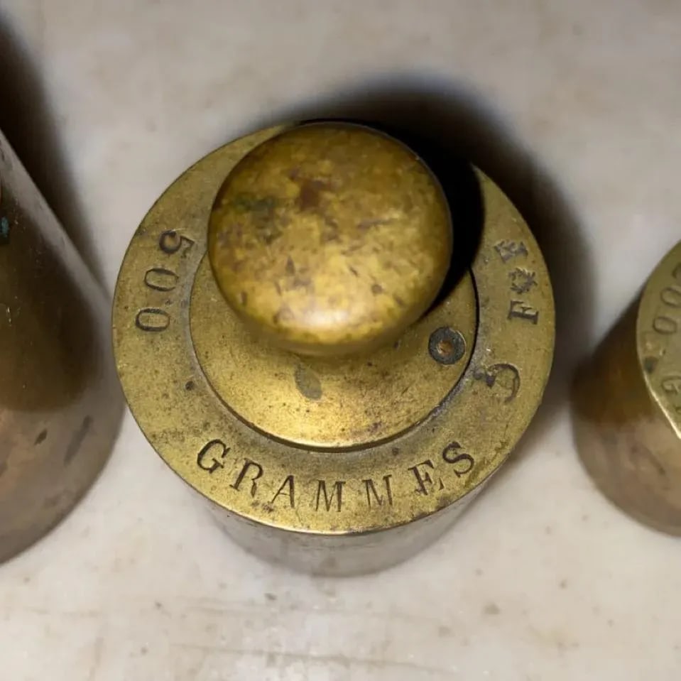 Late 19th Century Antique Solid Brass Scale Weights - Set of 7 - 3