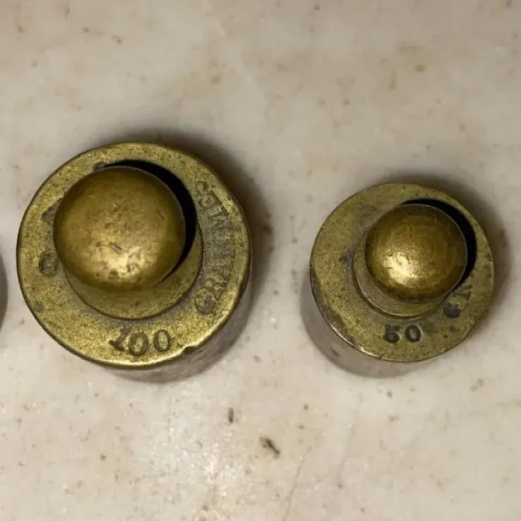 Late 19th Century Antique Solid Brass Scale Weights - Set of 7 - 7