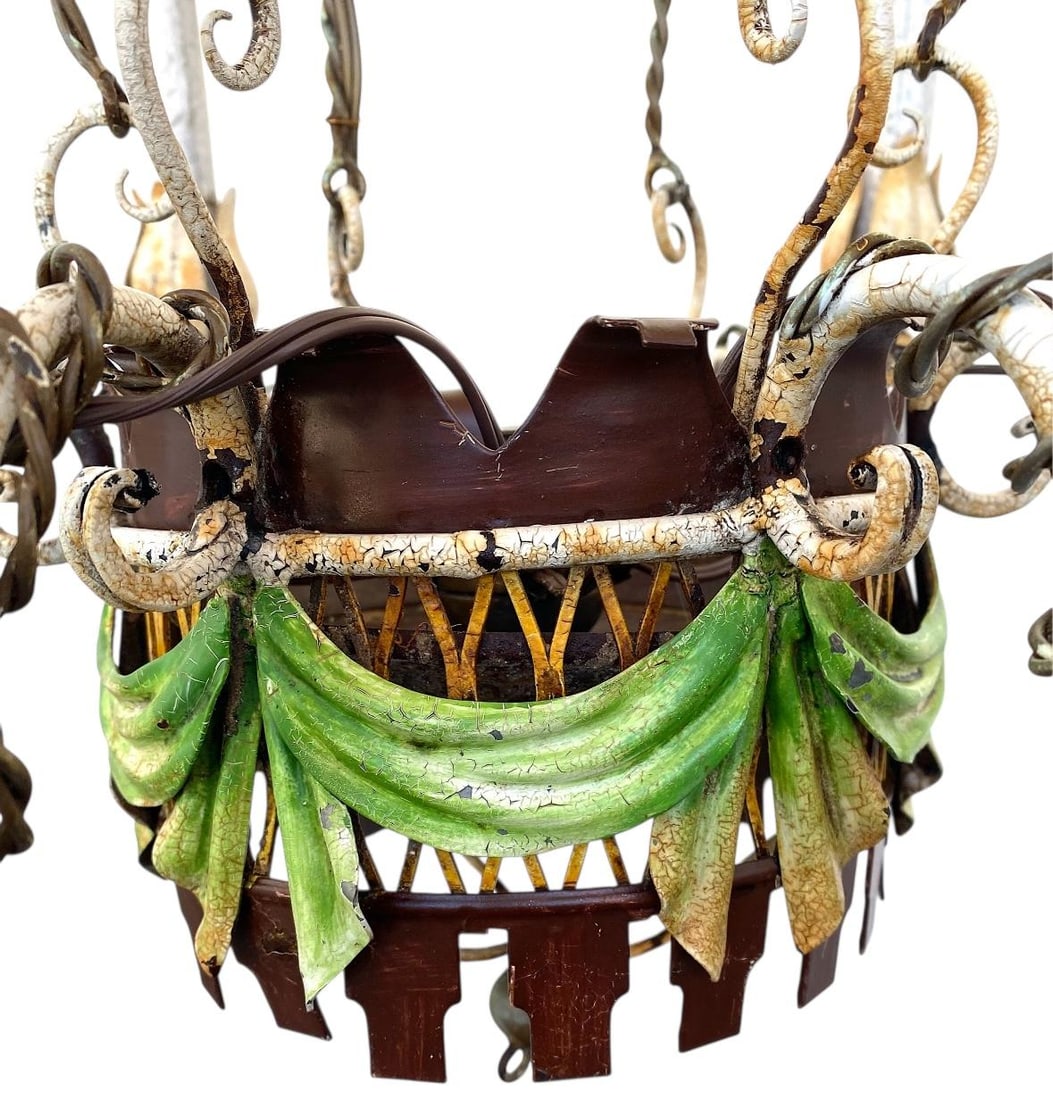 Vintage Mid Century French Tole Hot Air Balloon Chandelier, Circa 1950s - 6