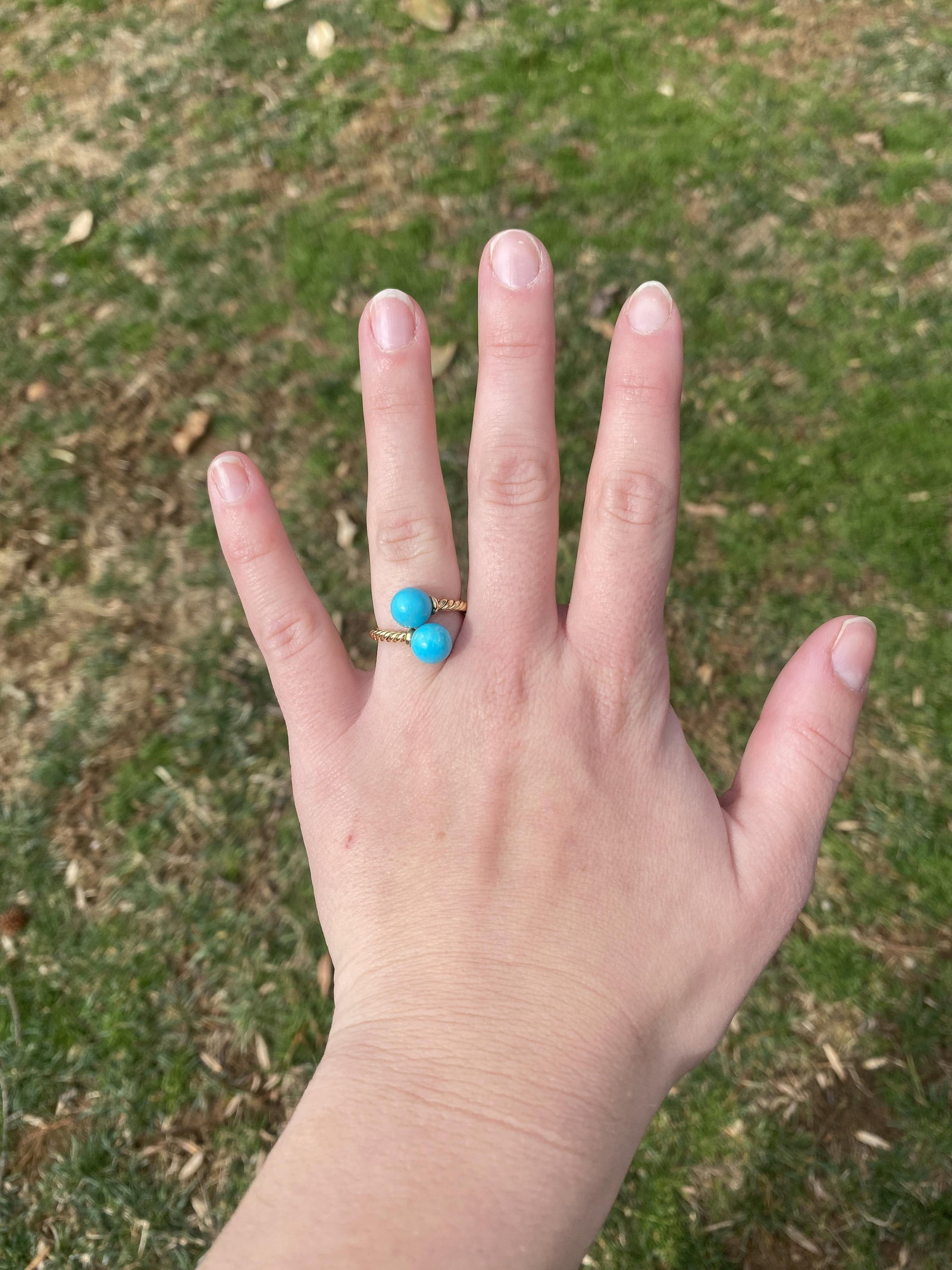 David Yurman Turquoise Bead Ring, 18k Yellow Gold, Ring Size 5.5 - 5