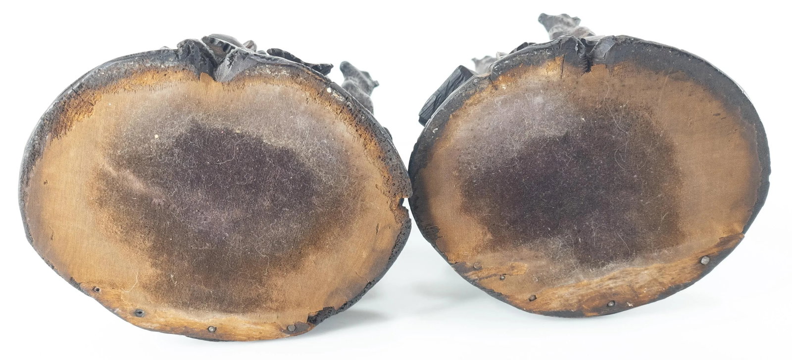 Pair of German Carved Black Forest Walnut Vases - 11