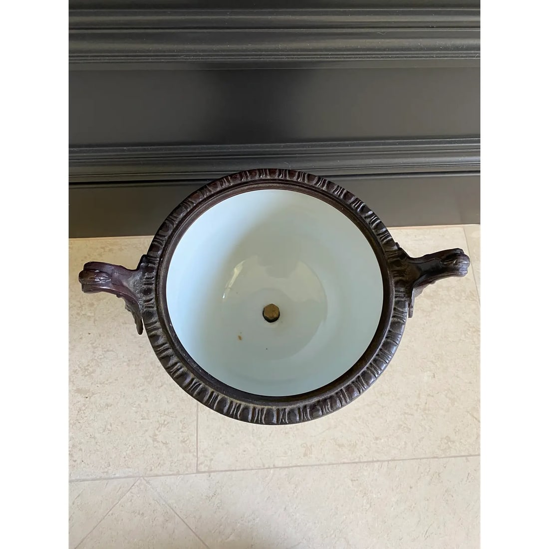 Vintage Neoclassic 14" Bronze and Bisque Porcelain Lidded Urn by Maitland Smith - 10