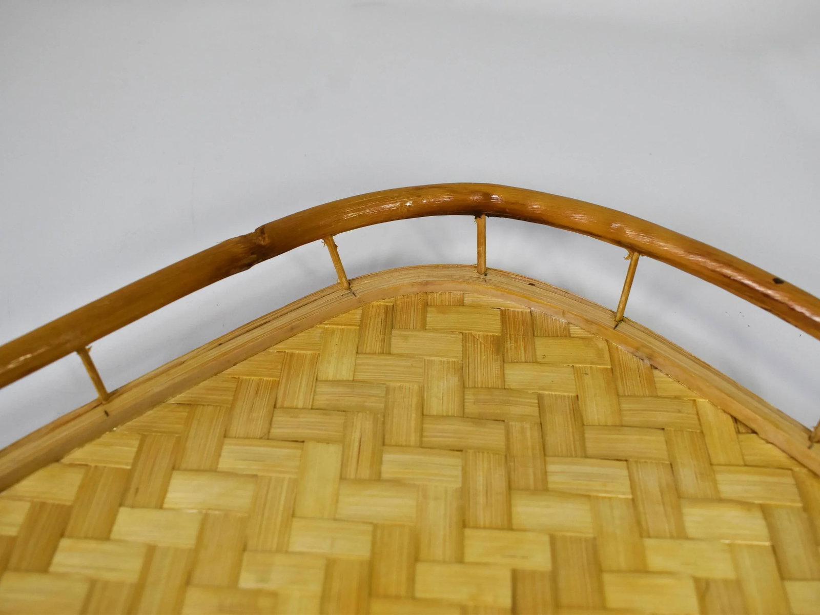 Vintage Mid-Century Woven Rattan Stacking Serving Tiki Trays- Set of 6 - 7