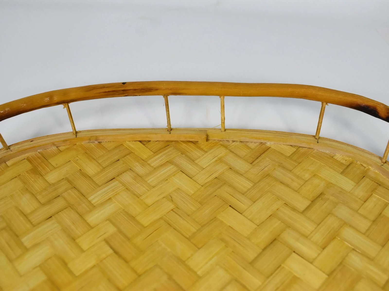 Vintage Mid-Century Woven Rattan Stacking Serving Tiki Trays- Set of 6 - 8