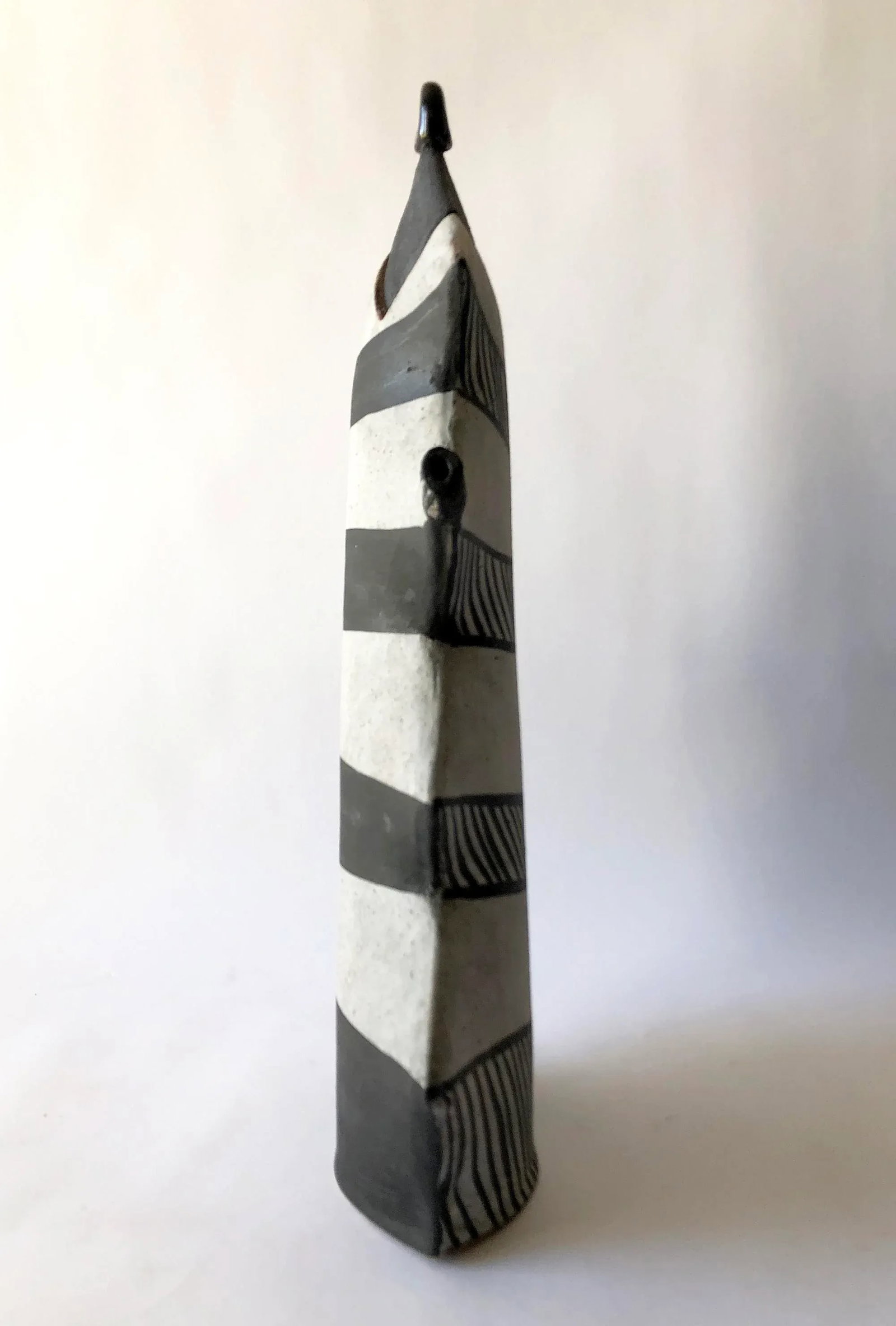 1980s Kazuko Matthews Stoneware Post Modern California Studio Zig Zag Tea Pot With Lid - 5