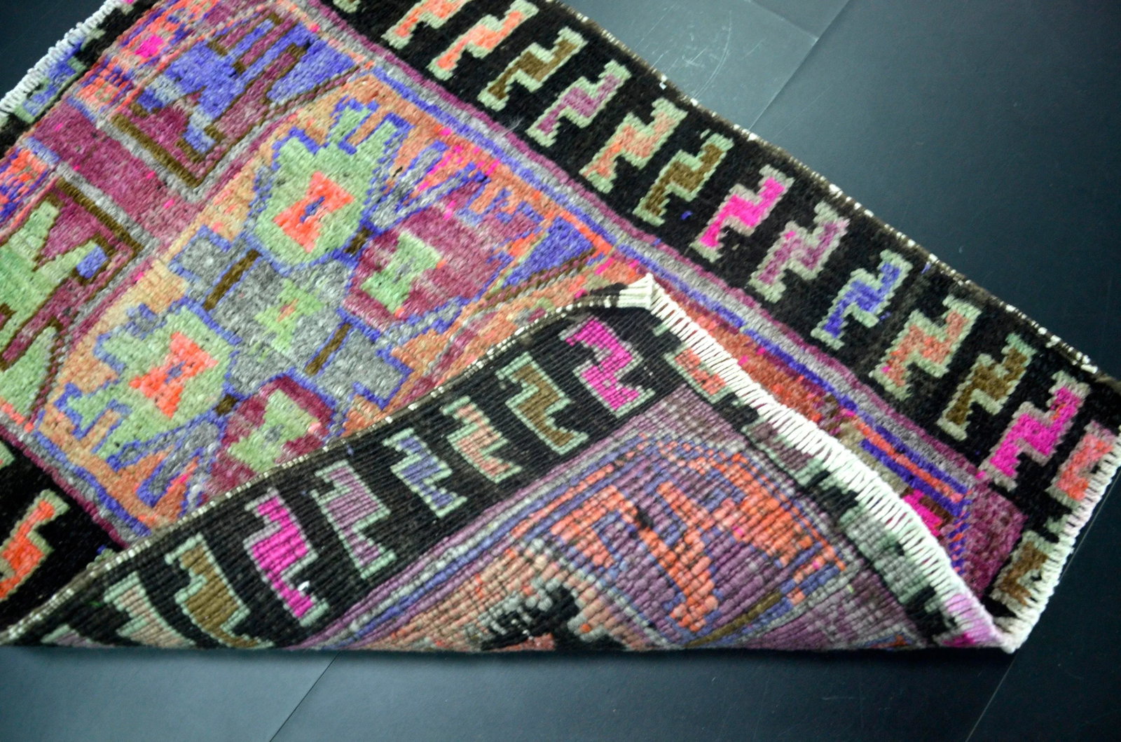 Vintage Multicolor Turkish Small Rug - 2