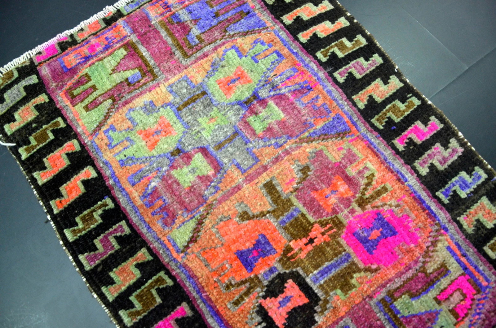 Vintage Multicolor Turkish Small Rug - 5