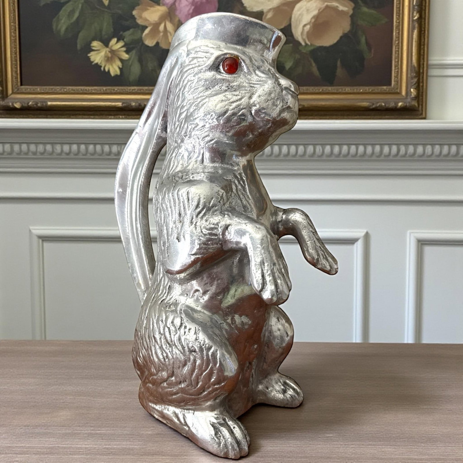 Vintage Arthur Court Cast Aluminum Rabbit Figural Pitcher C. 1970s - 2