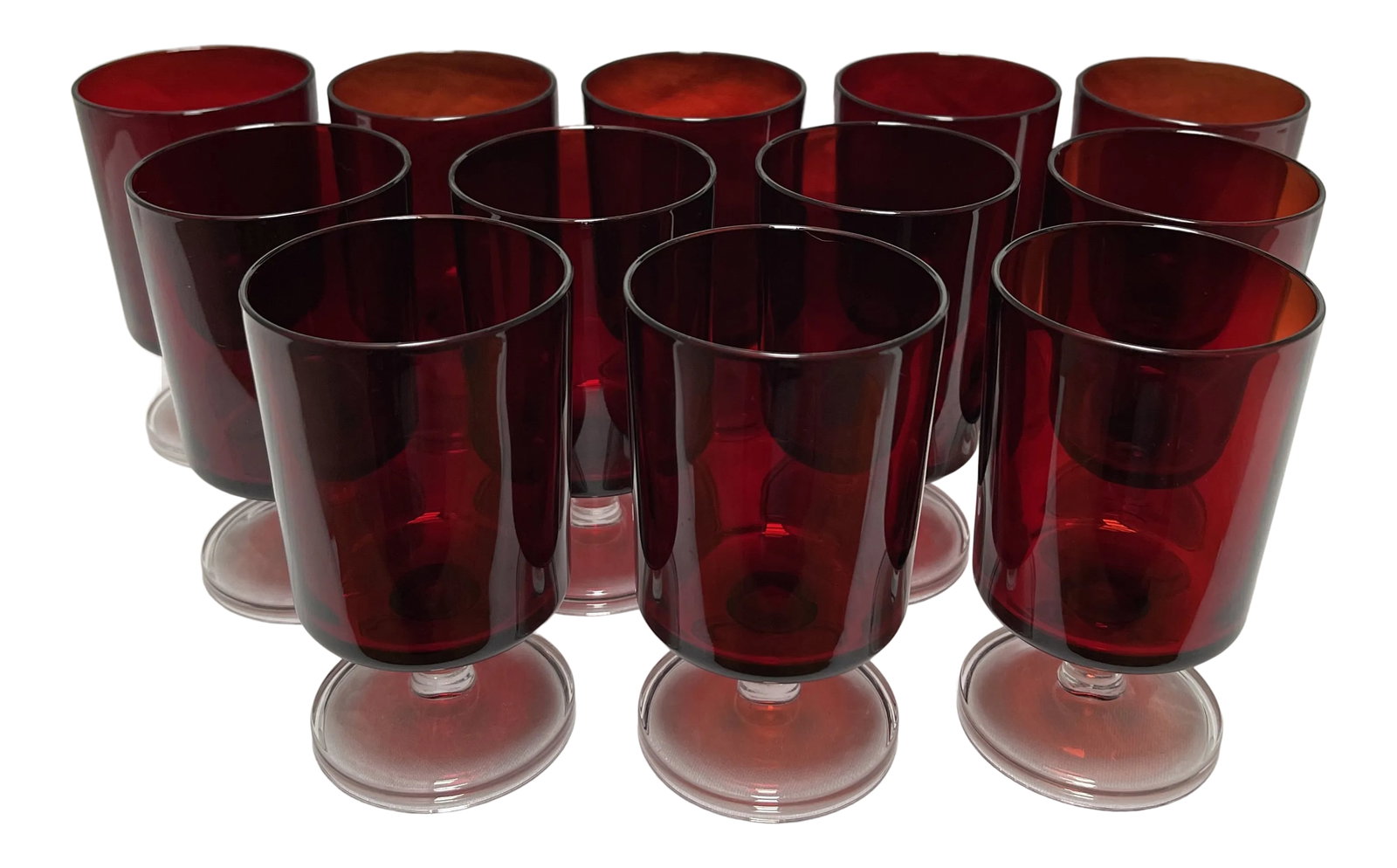 Vintage French Crystal Red Glasses- Set of 12 (1 of 11)