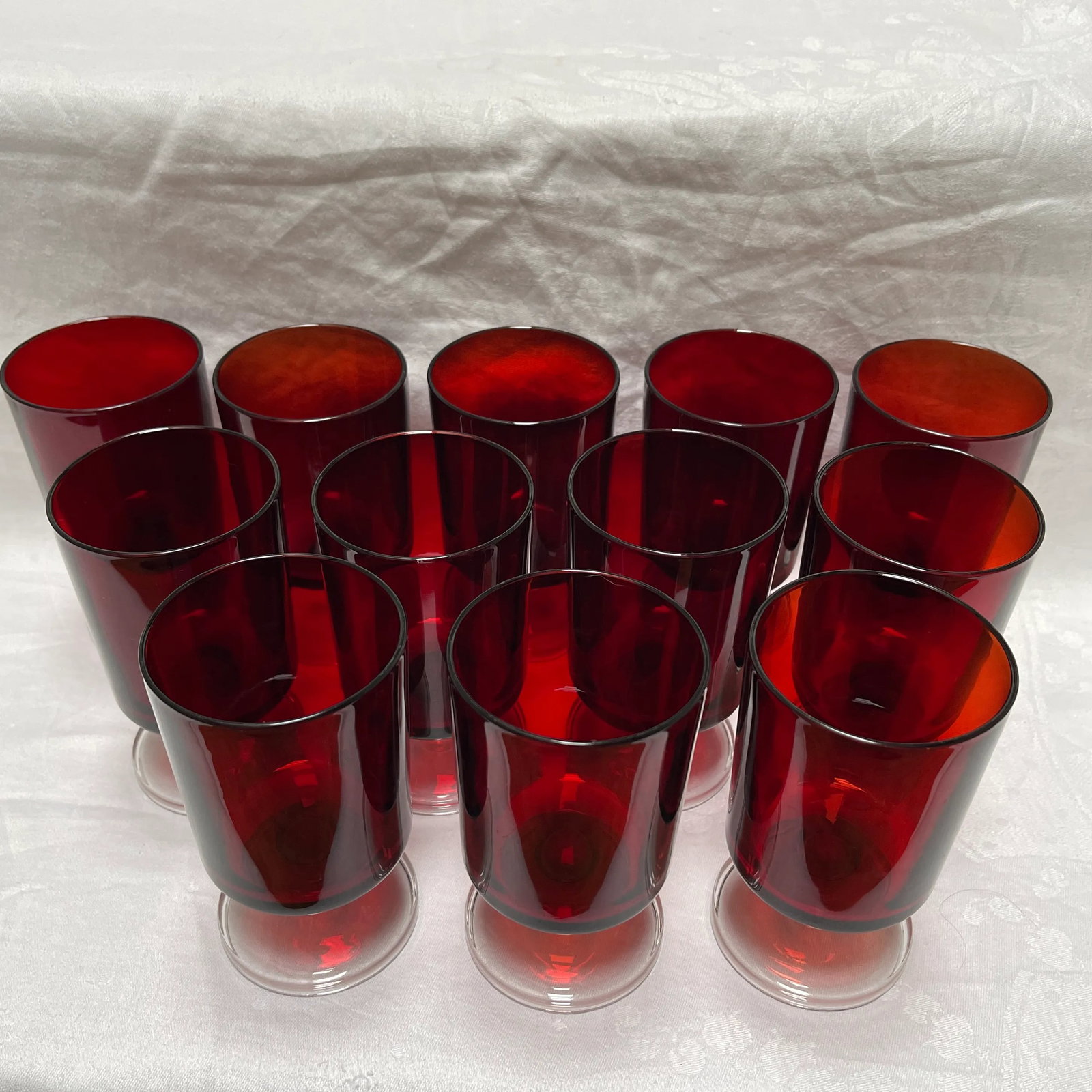 Vintage French Crystal Red Glasses- Set of 12 - 2