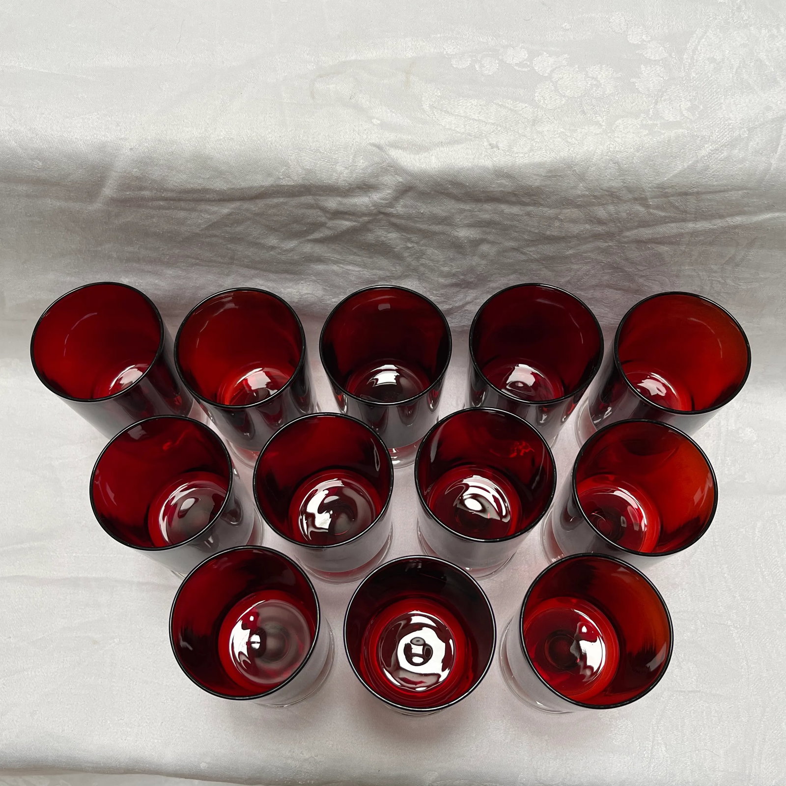 Vintage French Crystal Red Glasses- Set of 12 - 5