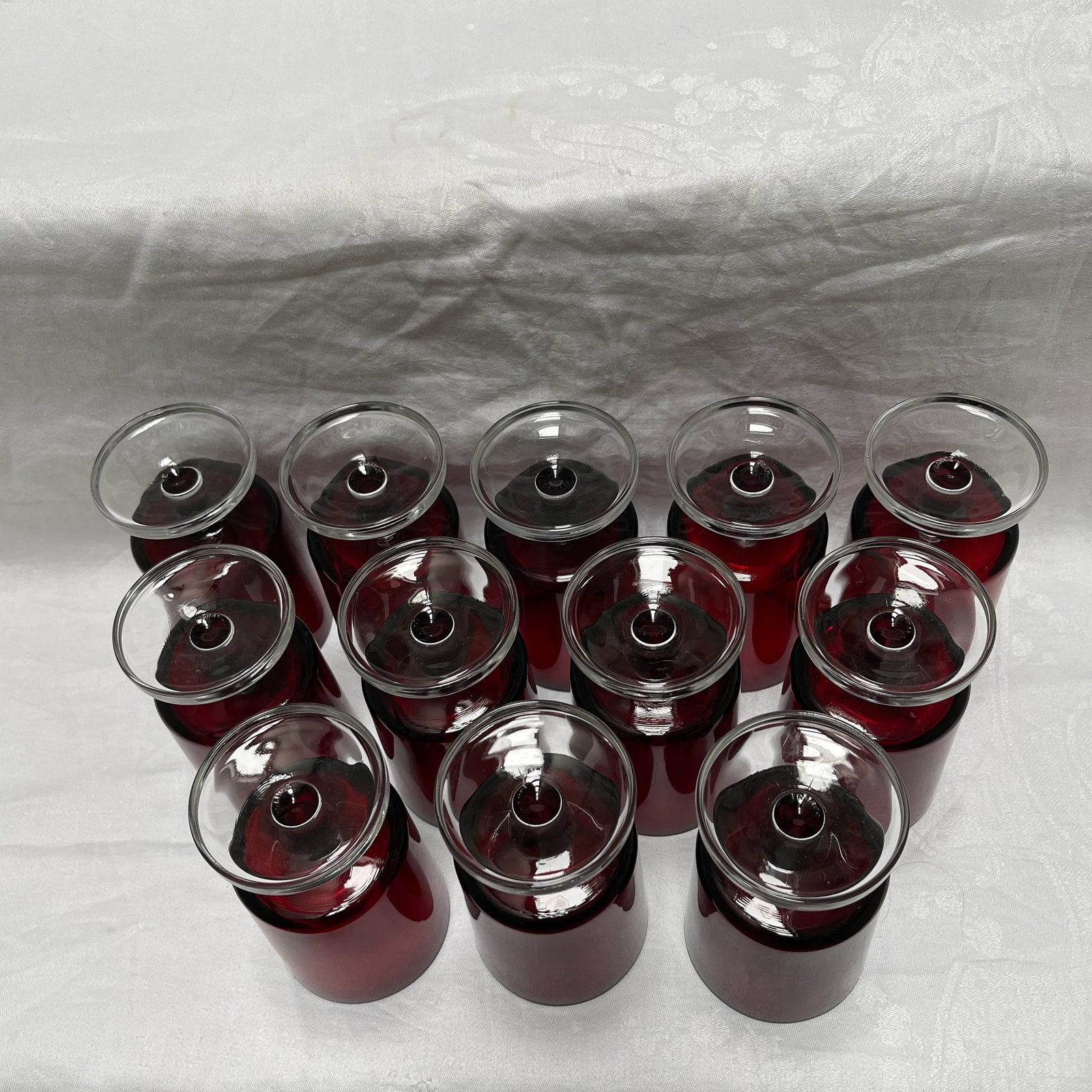 Vintage French Crystal Red Glasses- Set of 12 - 7