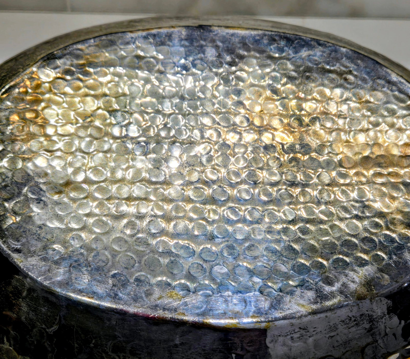 Mid-Century Hammered Brass & Silver Plated Handle Bowl - 7