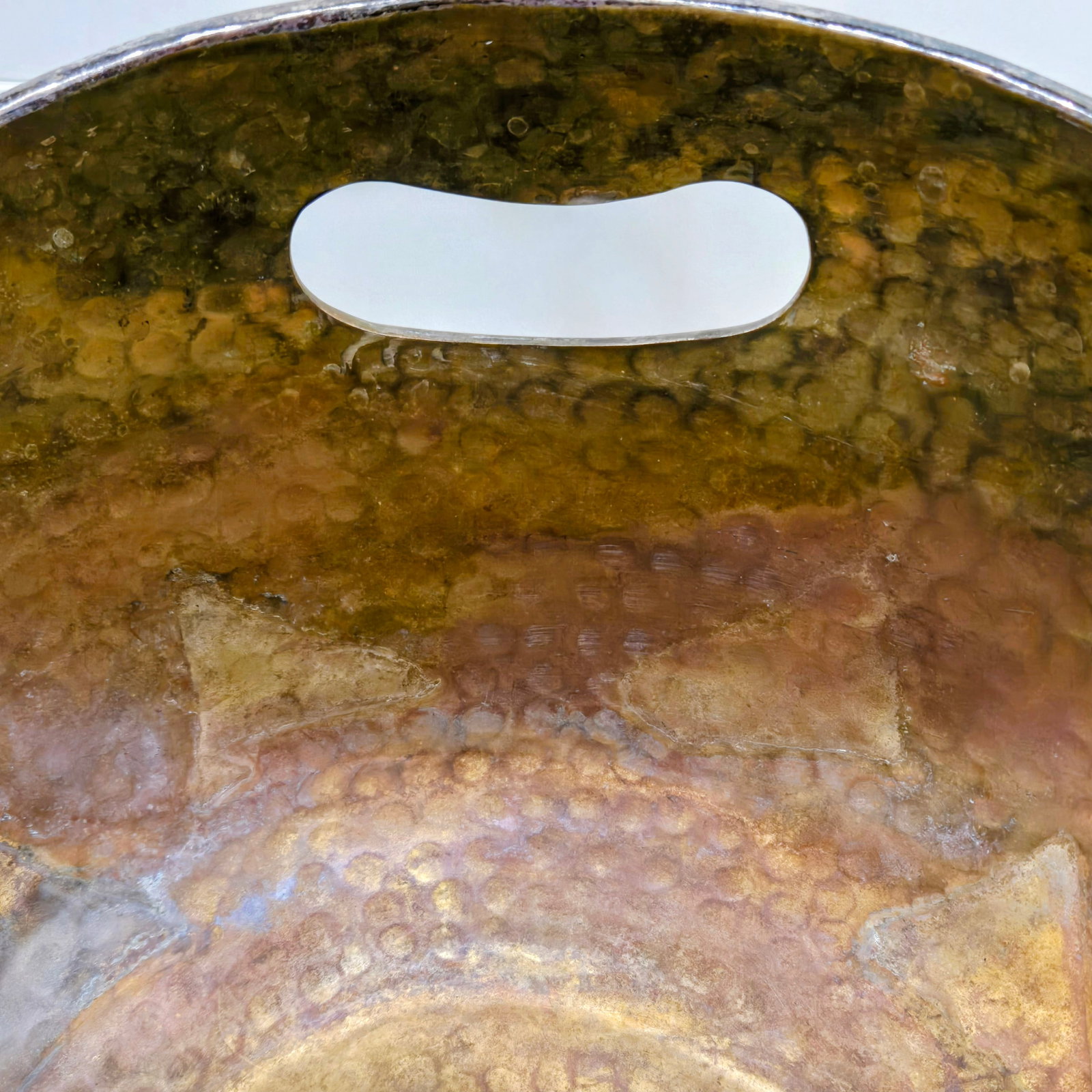 Mid-Century Hammered Brass & Silver Plated Handle Bowl - 9