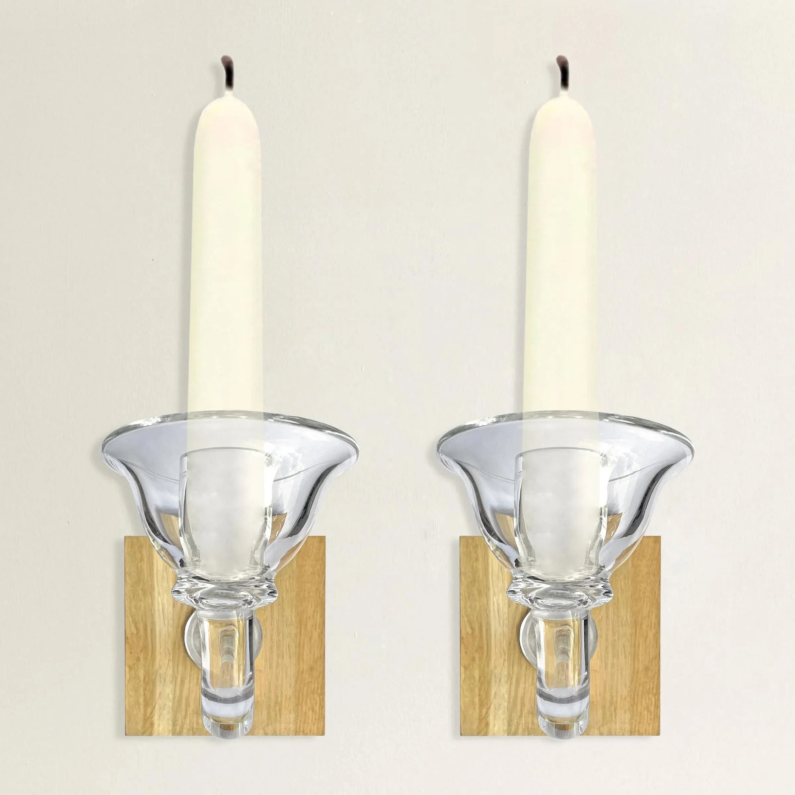 Pair of Handblown Glass Candle Sconces - 2