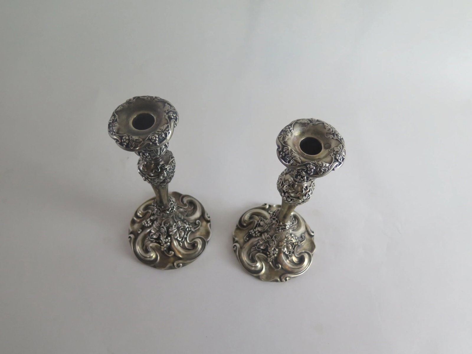 Antique Art Nouveau Silverplate Candle Sticks- a Pair - 3