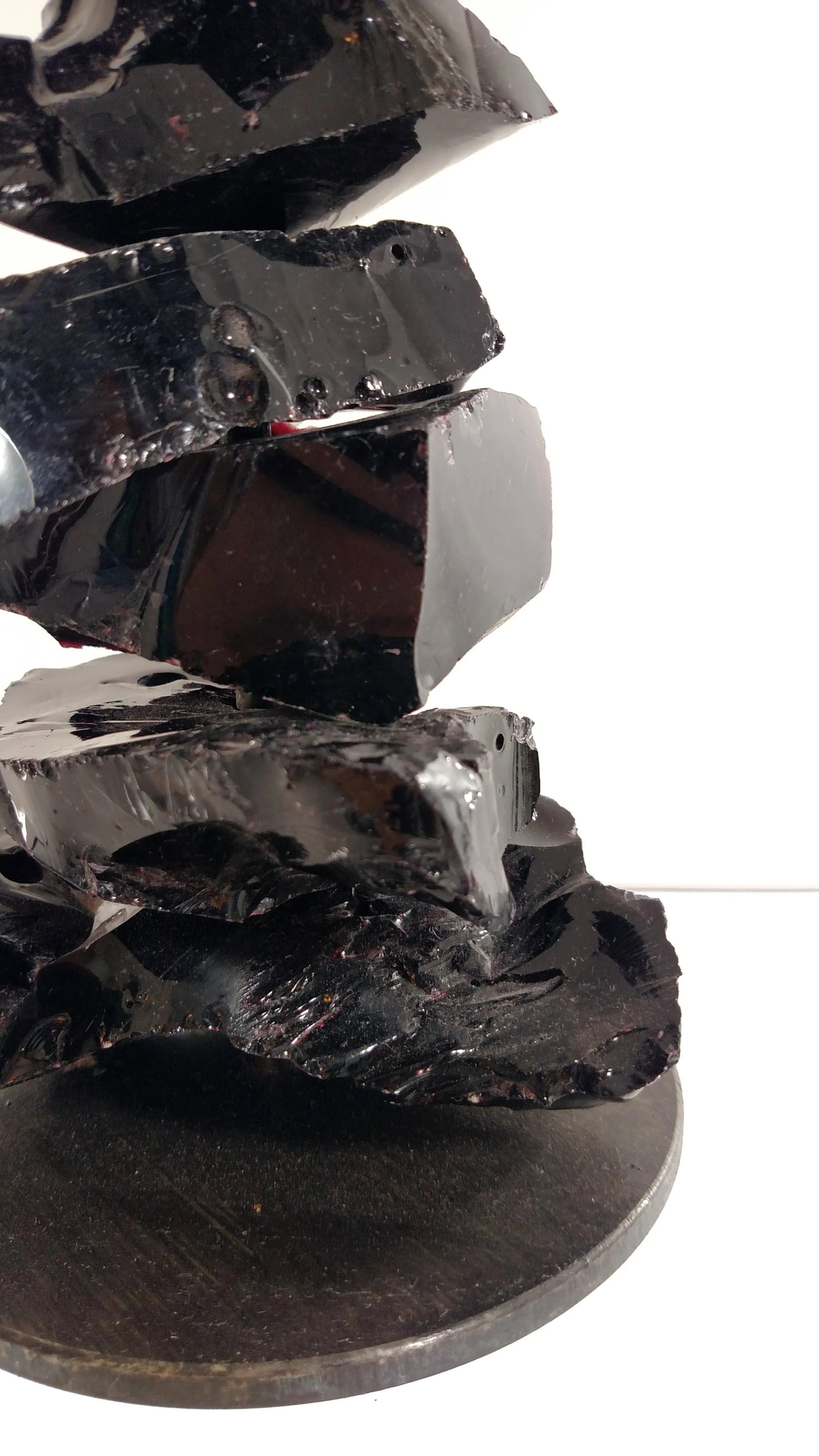 Luigi Benzoni Murano Black Chunk - Glass and Iron Candlestick - 4