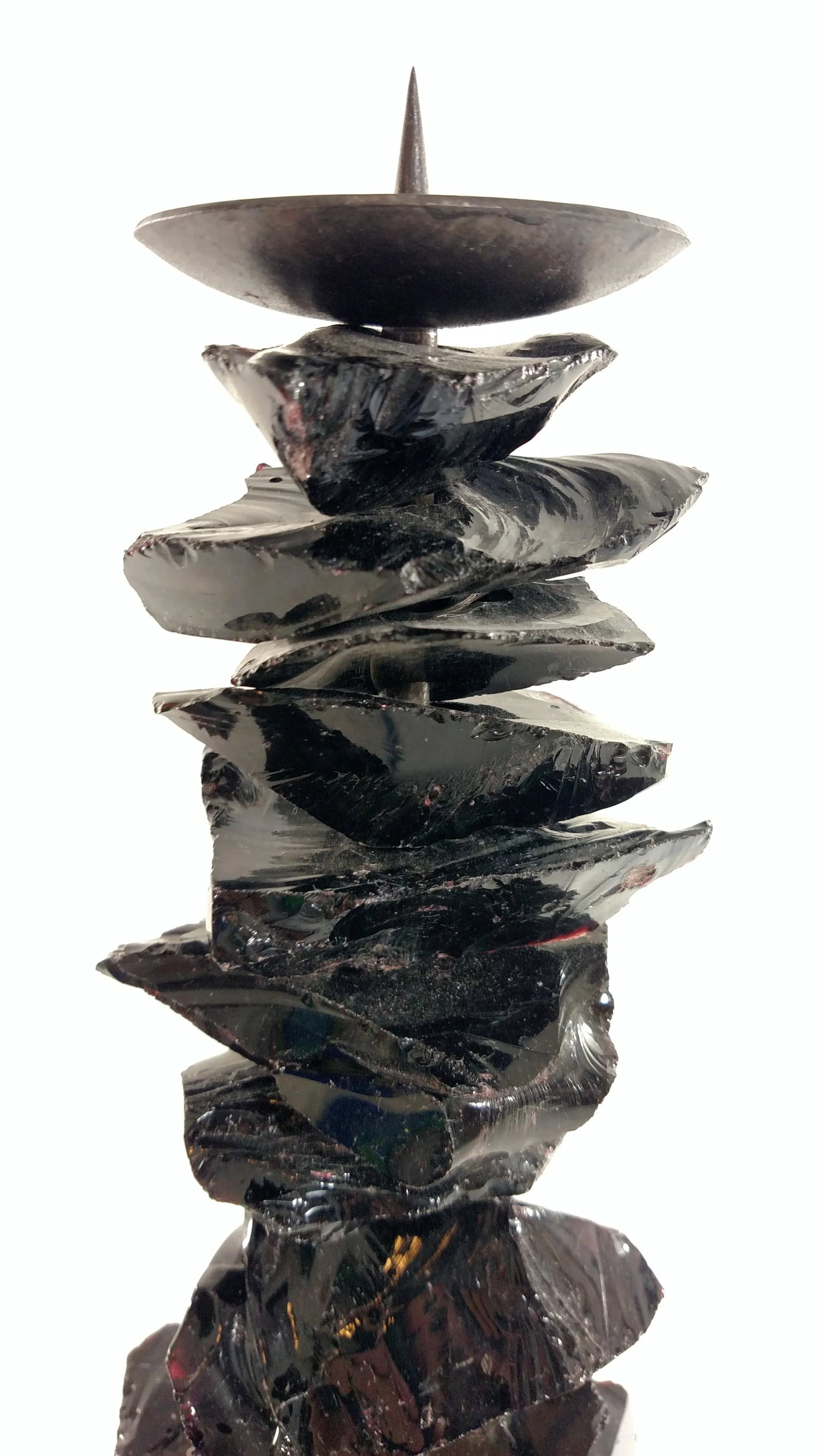 Luigi Benzoni Murano Black Chunk - Glass and Iron Candlestick - 5