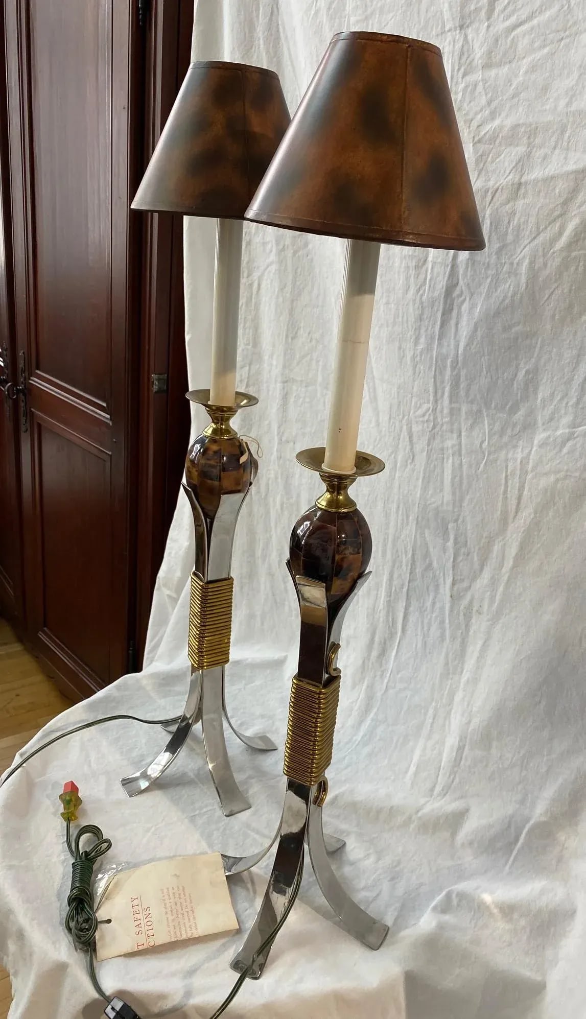 Maitland Smith Lamps With Marble, Brass, and Steel - a Pair - 10