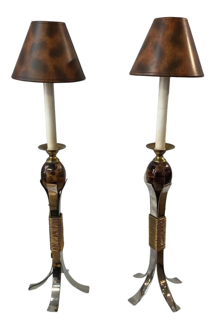 Maitland Smith Lamps With Marble, Brass, and Steel - a Pair (1 of 11)