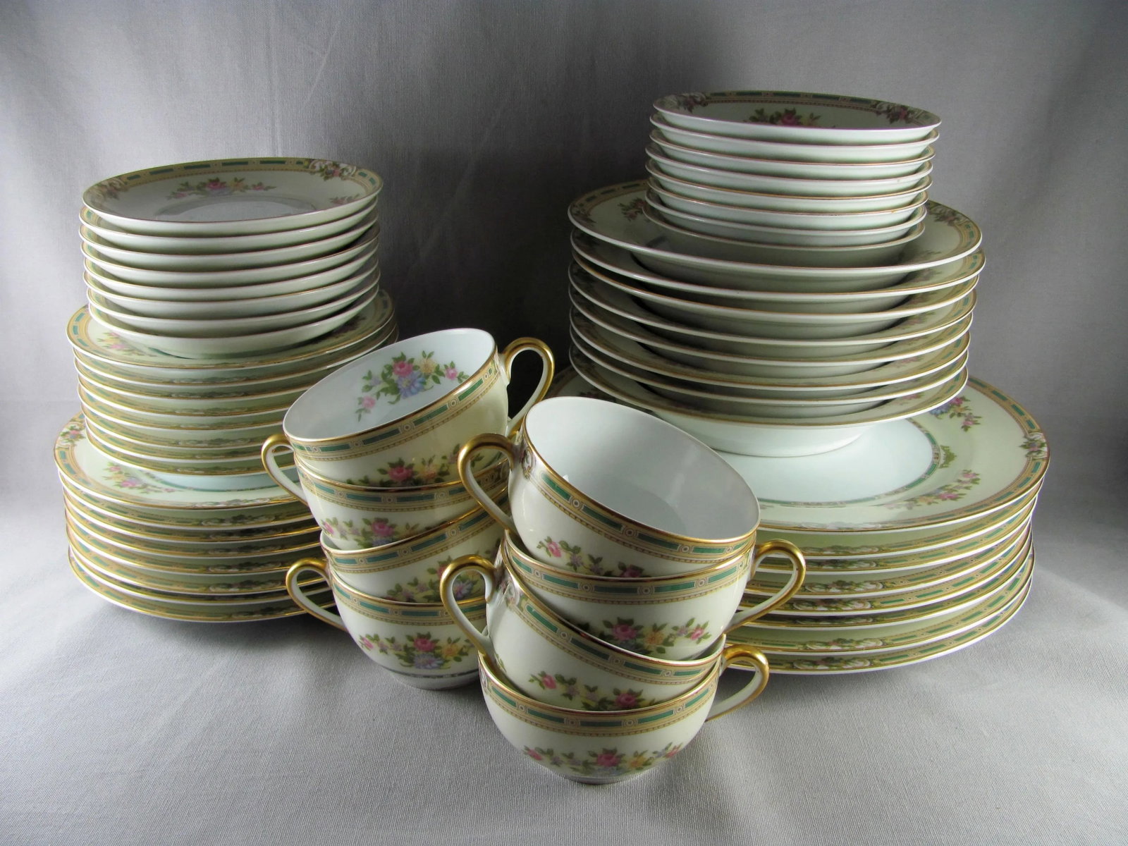 1920s Antique Noritake Alicia Floral China Service for 8 Dinnerware Set - 56 Piece - 2