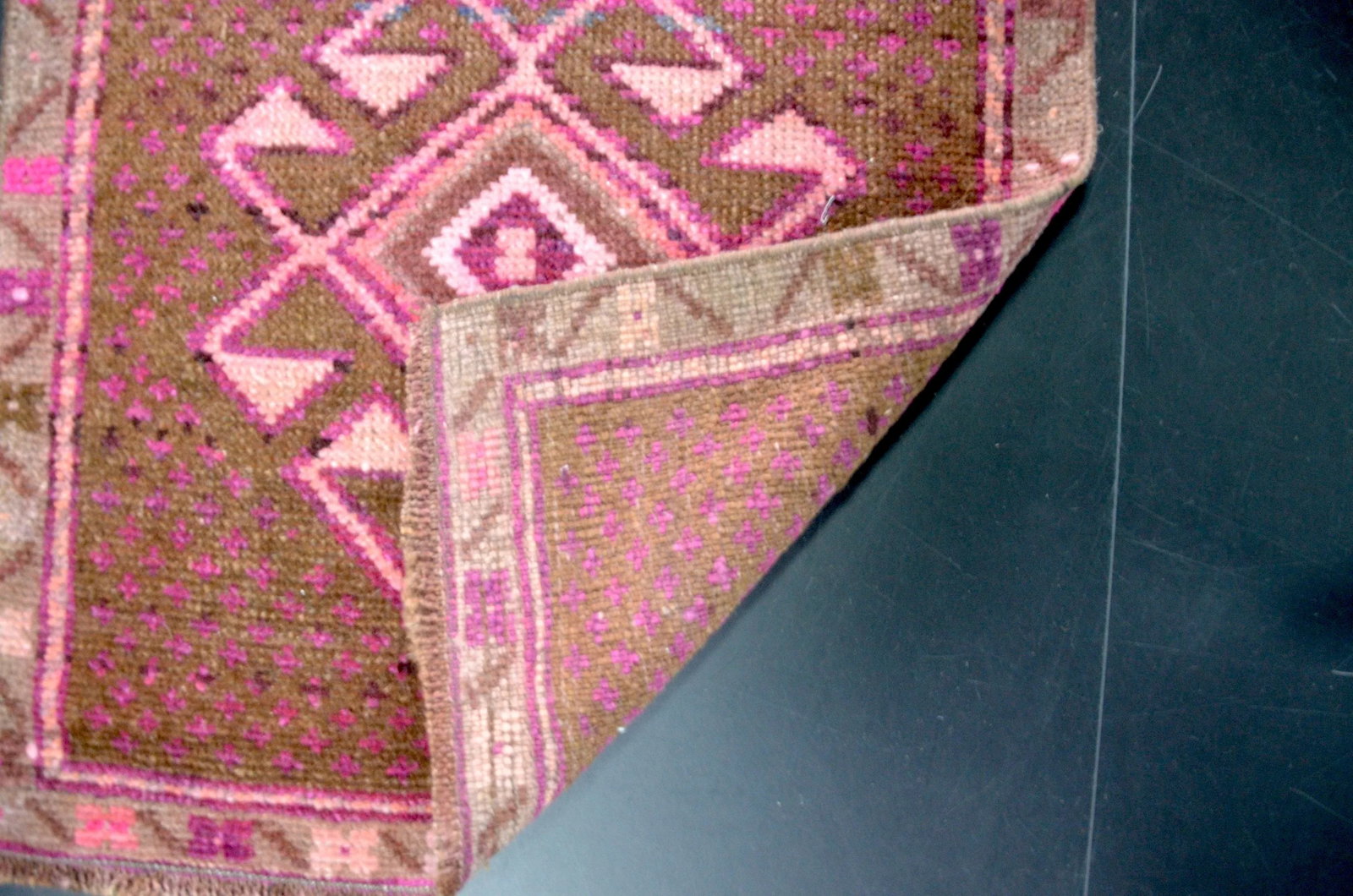 Pink and Brown Vintage Rug - 5
