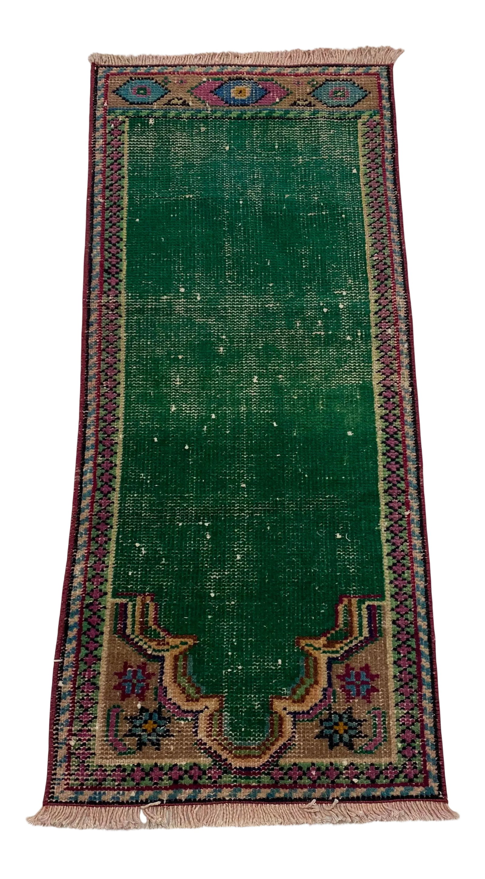 1960s Vintage Green Color Natural Pastel Rug (1 of 6)
