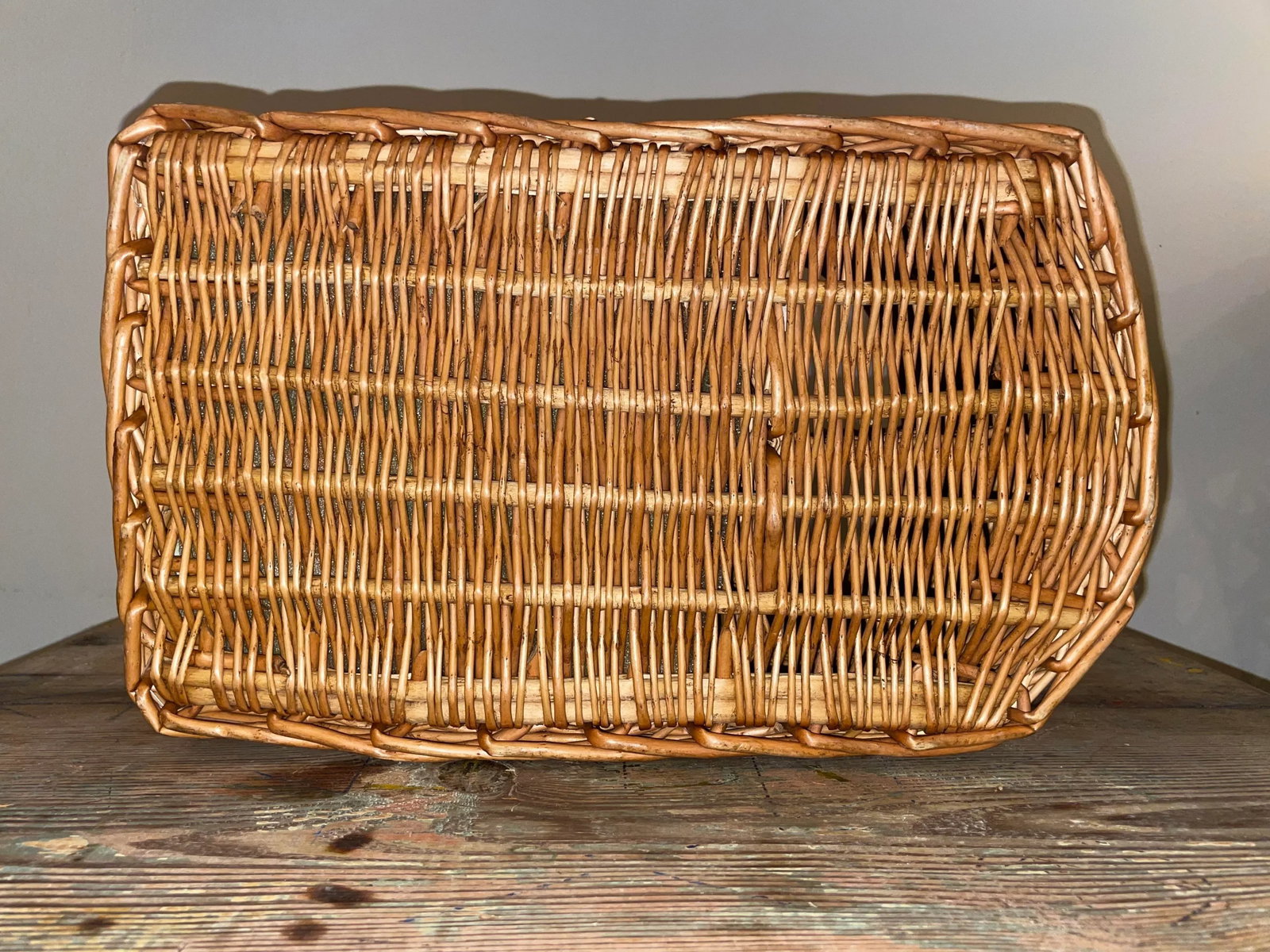 Vintage Wicker Wine & Cheese Basket- Lined - 6