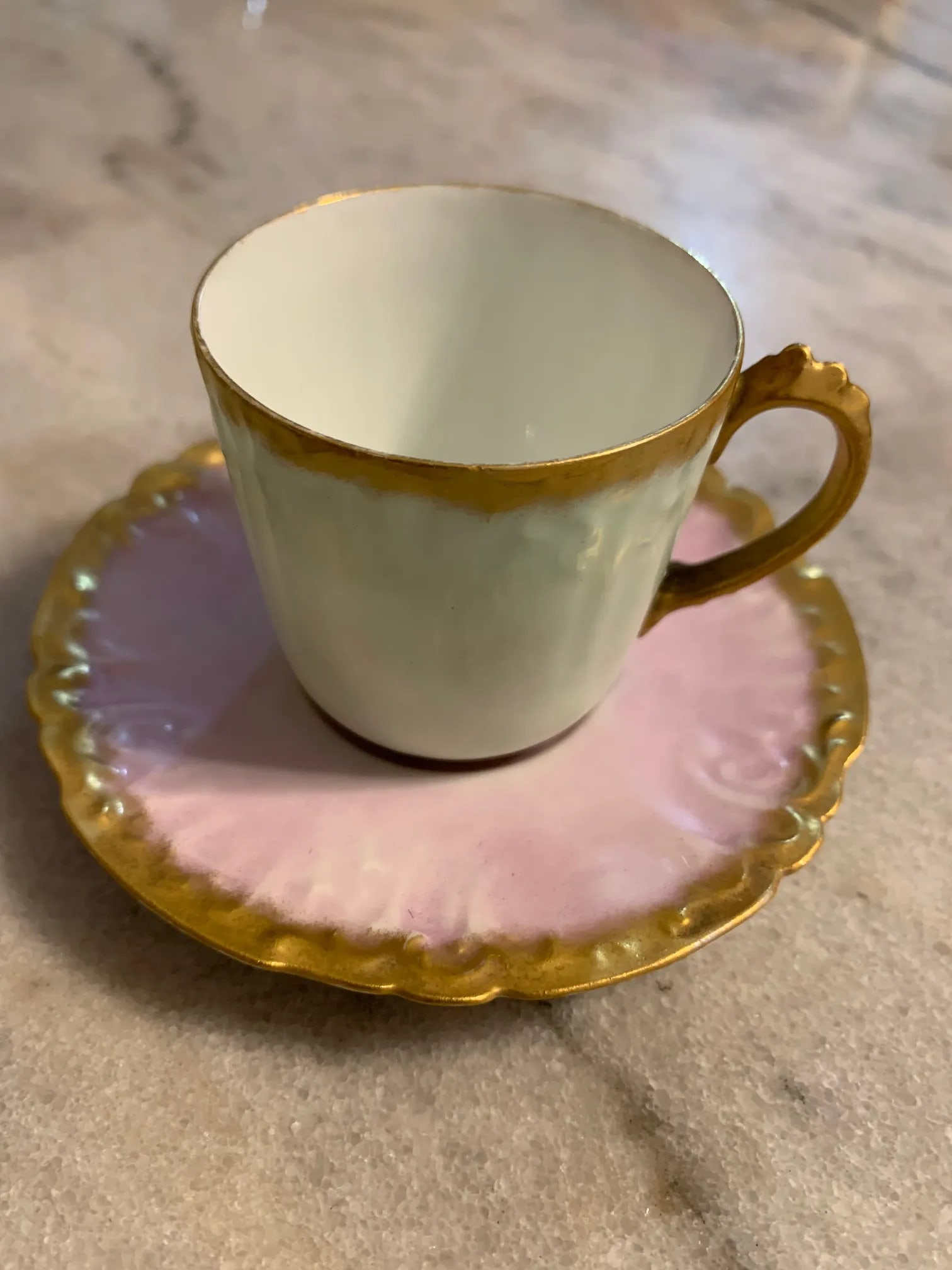 Antique Limoges France Porcelain Cup & Saucer Set- 2 Pieces - 12