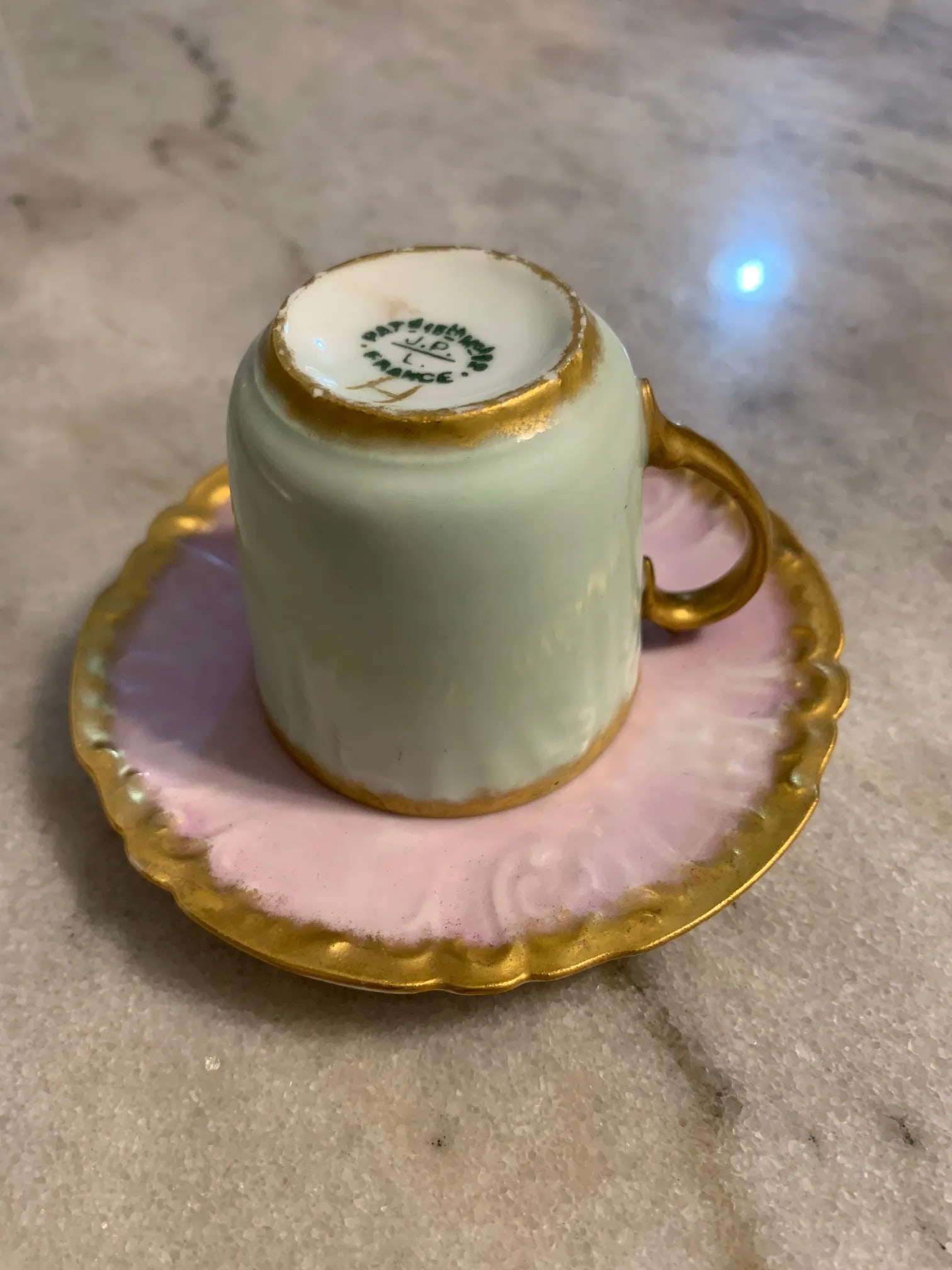 Antique Limoges France Porcelain Cup & Saucer Set- 2 Pieces - 2